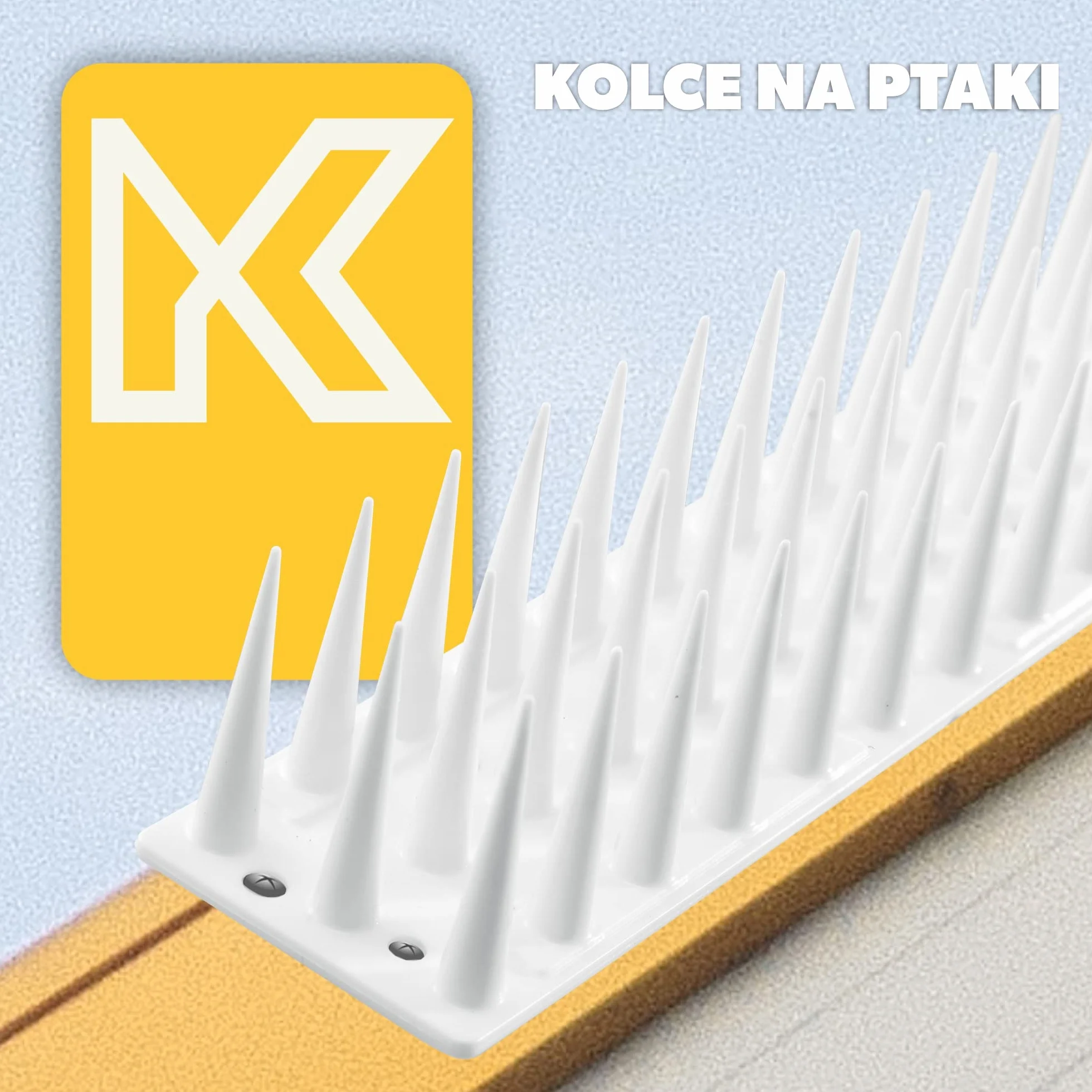 KADAX Obrona ptaków wykonana z plastiku, 51 x 4 x 3,5 cm, obrona zwierząt, 3-rzędowe, kolce dla kota, Marten, Deaf, Głuchy, parapet, dach, obrona gołębia, ochrona ptaków, solidna (12, biała)