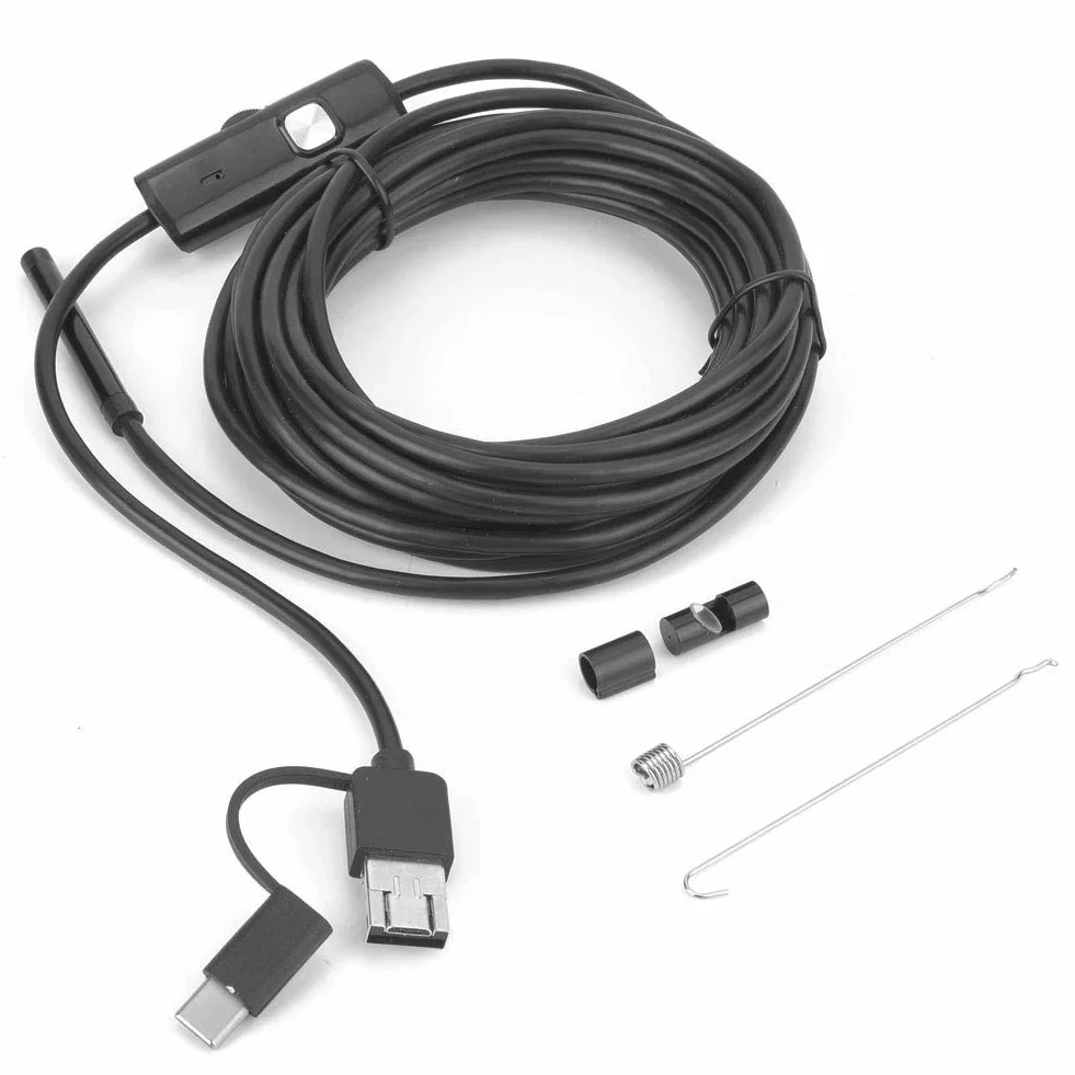 Y102 USB Kopflupe IP67 Wasserdichtes USB Endoskop 3 w 1 5,5 mm Endoskop 6LED Objektiv 5M Endoskopkabel Inspektionskamera Ersatzzubehör