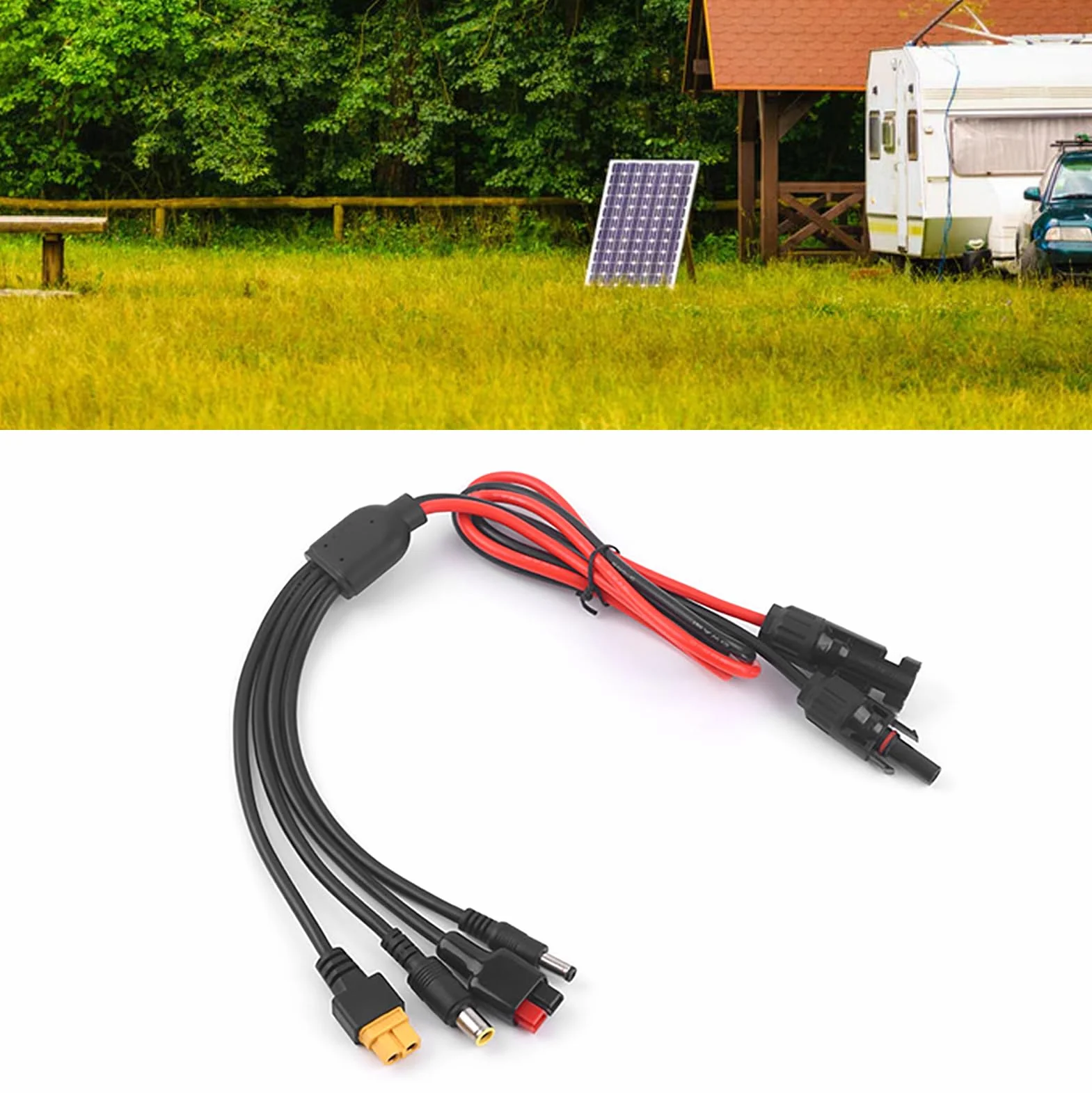 Przedłużacz do Panelu Słonecznego ze Złączem żeńskim 4 w 1 DC5521 7909 XT60 do ładowania Wielu Elektrowni Słonecznych Wodoodporna Konstrukcja IP68
