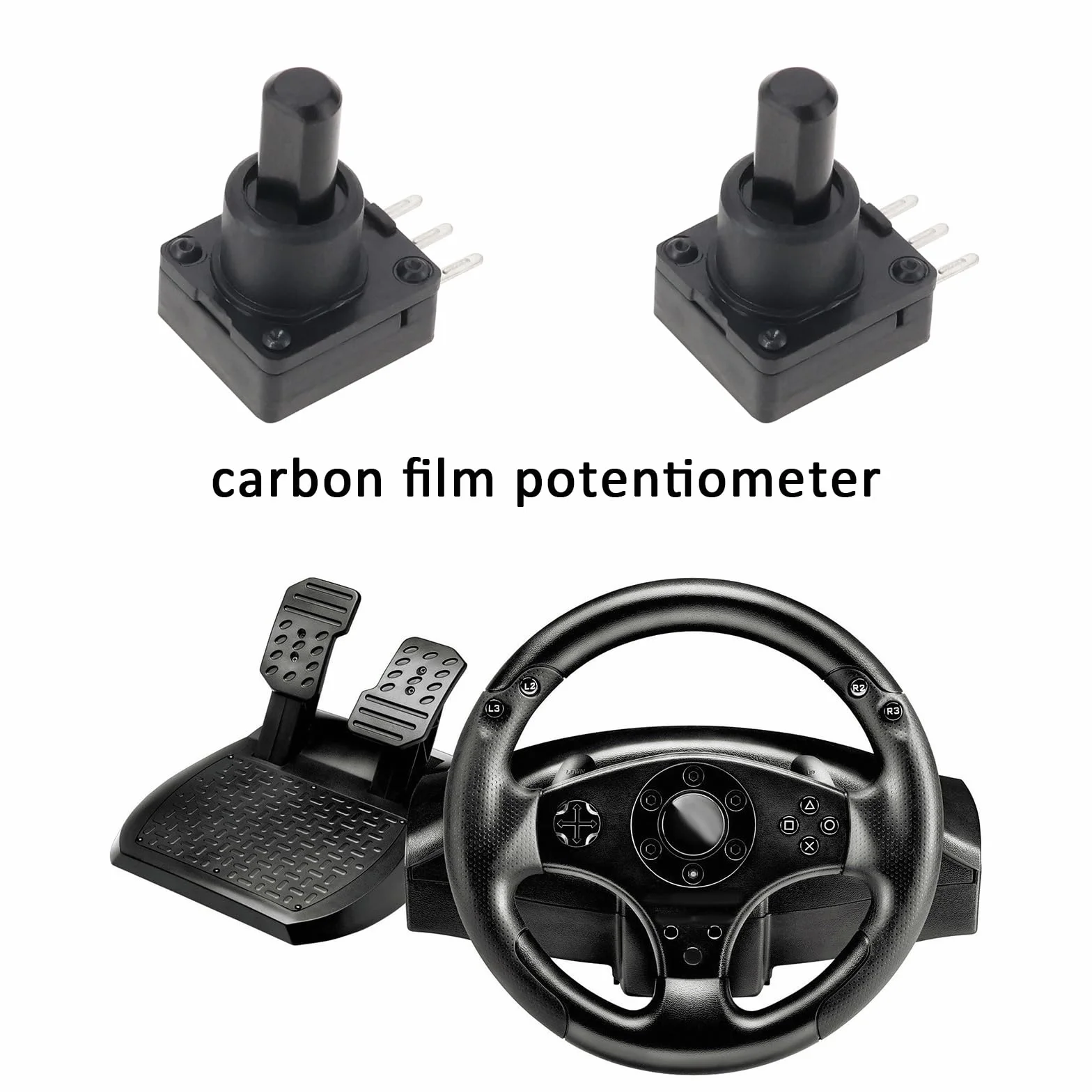 VGOL Potencjometr kompatybilny z Thrustmaster 458 Spider 458 Italia, T80, RS, T80, 488, GTB, Edition, do gier wyścigowych, 17,1 x 15,6 mm, czarny
