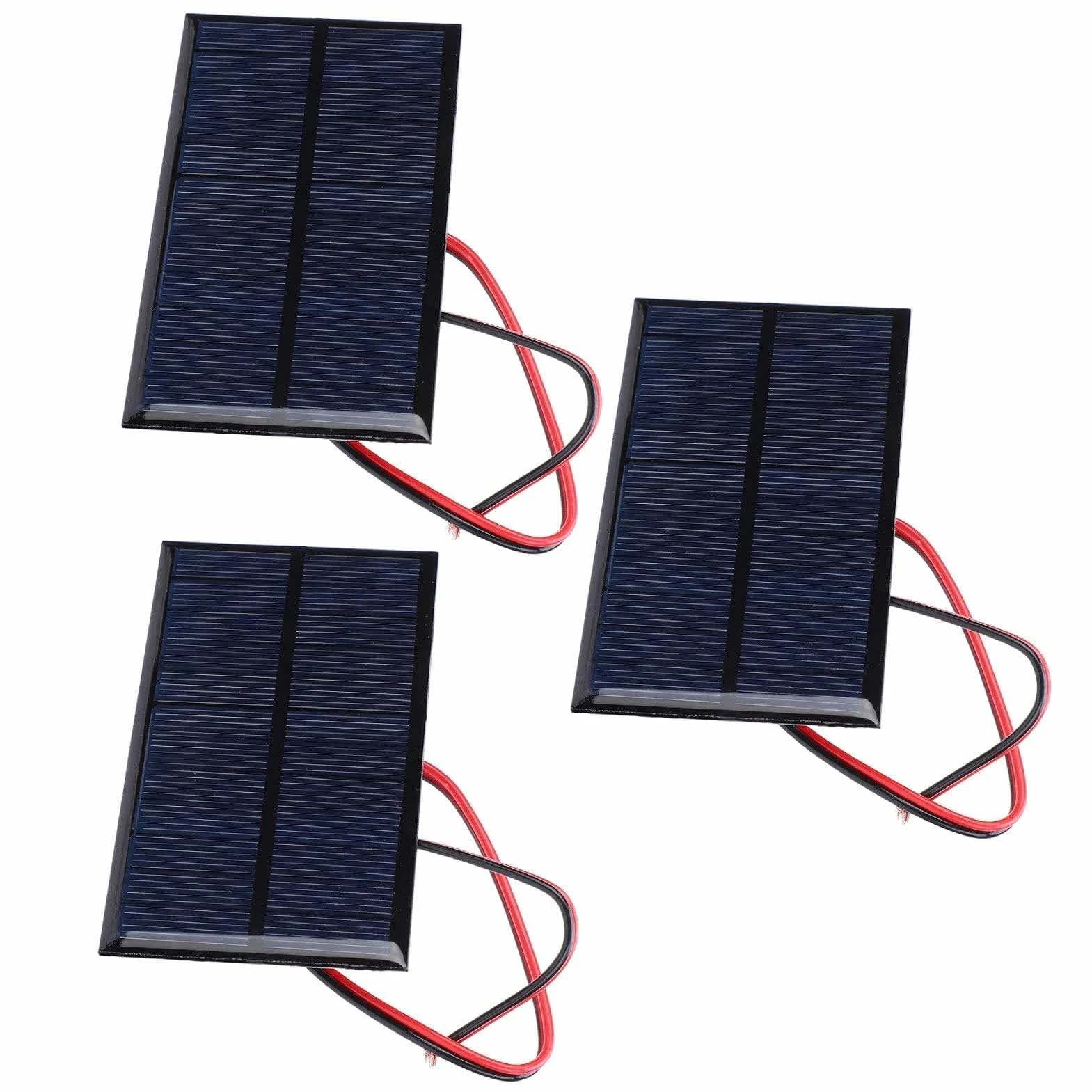 3szt Panel słoneczny Moduł solarny, DC 6V 1W Polikrzemowy Panel słoneczny Ogniwo Moduł mocy Ogniwo słoneczne Fotowoltaiczne z kablem 30cm