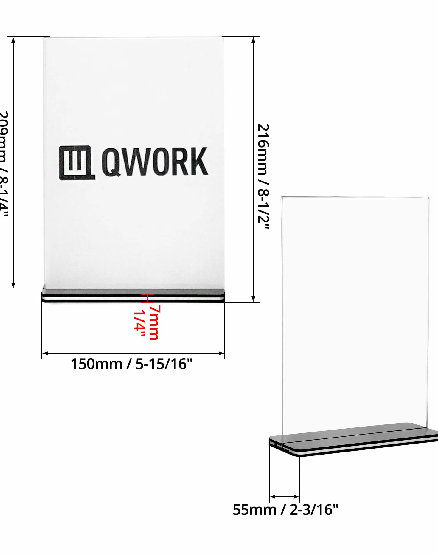 QWORK A5 akrylowe stojaki ekspozycyjne dwustronne dekoracje na środek stołu 6 szt.