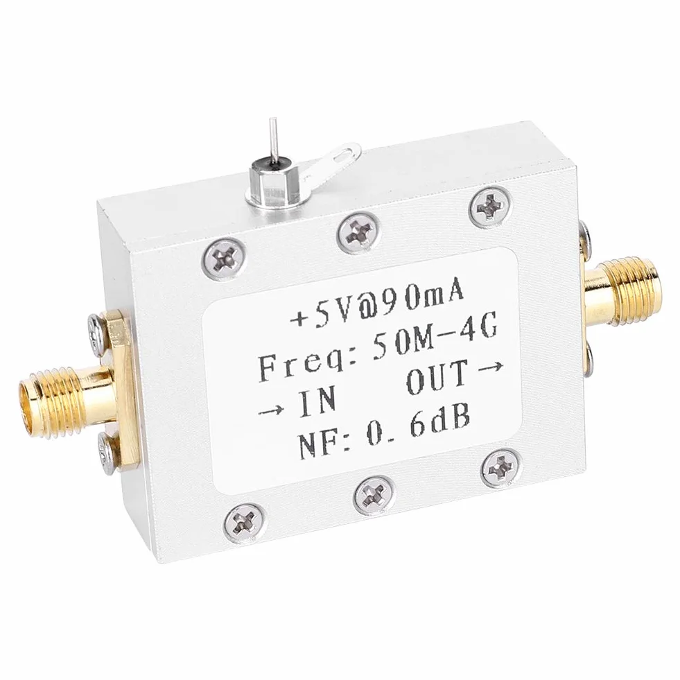 Wzmacniacz o niskim poziomie hałasu, moduł radia Ham wzmacniacz RF z typowym szumem 0,6 dB wzmacniaczem radiowym LNA do 50 M-4 GHz NF=0,6 dB RF FM HF VHF/UHF radio szynowe -110 dBm 1 szt.