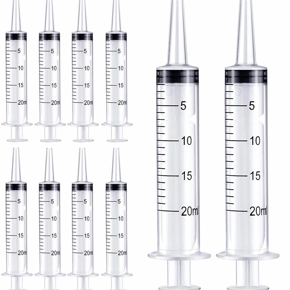 Sterylne strzykawki, 10 sztuk, 20 ml, bez igieł, z nasadką, do karmienia małych zwierząt domowych, precyzyjne zastosowanie przemysłowe
