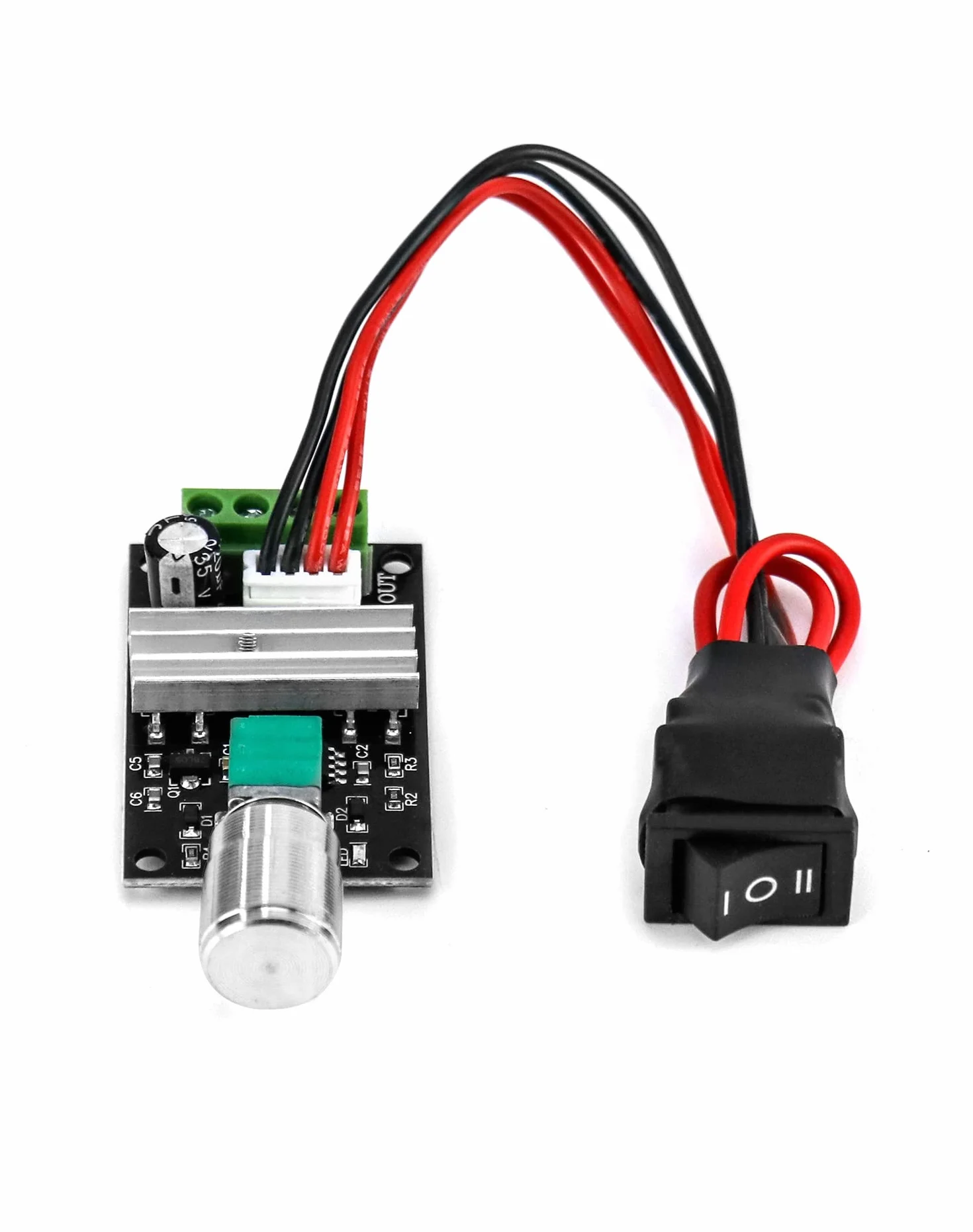 QWORK 1203BB 6V 12V 24V 3A 80W Regulator prędkości silnika prądu stałego (PWM) Regulowany odwracalny przełącznik sterownika silnika