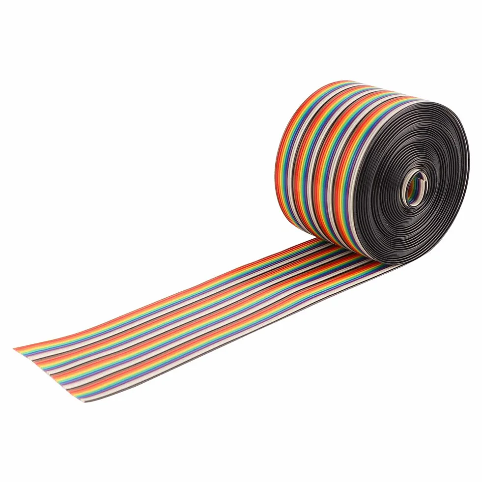 40P Tęczowy Przewód Taśmowy Przewód Kolorowy 1,27 mm Rozstaw Przewód Płaski Szerokość 5,08 cm dla Złączy (2 metry)