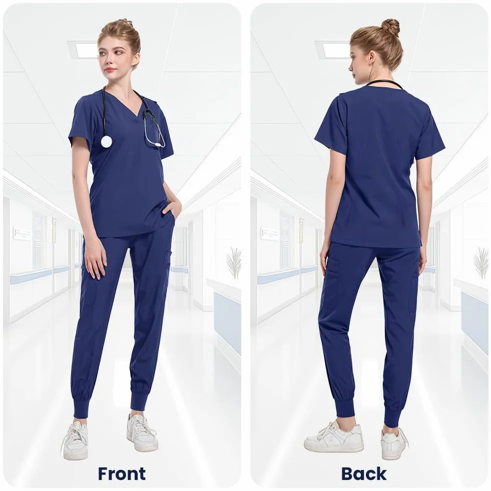 Uniforms Uniform Uniform Uniform Sanitary Uniforms Sanitary Set z kasakiem i spodniami, Szczyt Kołnierz z krótkim rękawem, Uniform Sanitarny Mundur męski Elastyczny Klinika Szpital Weterynaryjny