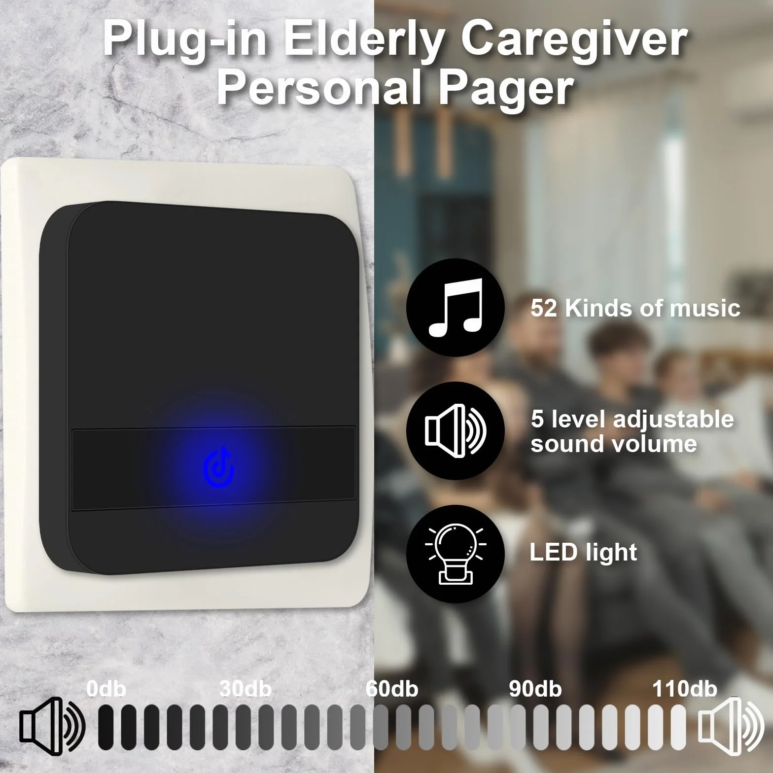 Alarm osobisty dla osób starszych przycisk awaryjny pager (2 czarny)