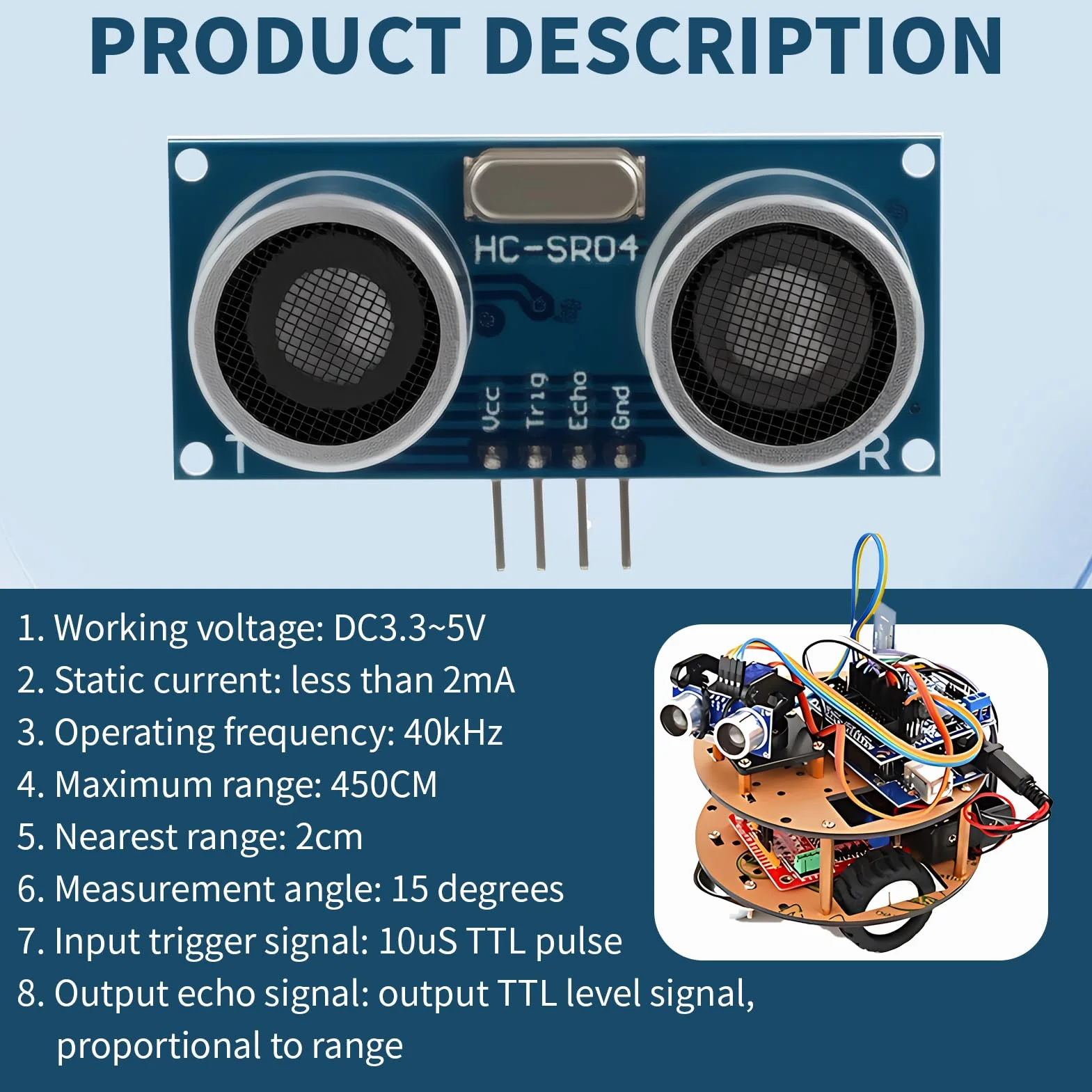 5 sztuk HC-SR04 ultradźwiękowy czujnik odległości, czujnik ultradźwiękowy, moduł pomiarowy kompatybilny z Arduino, do projektów pomiarowych i zastosowań DIY