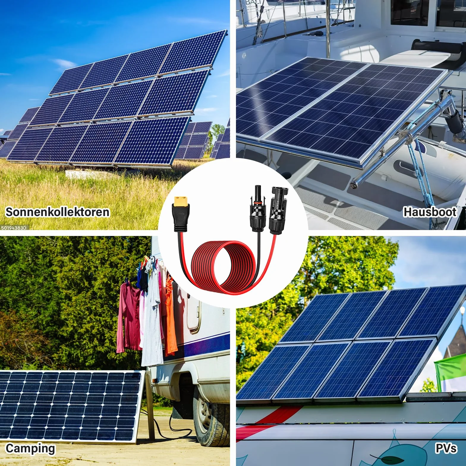Kabel do ładowania solarnego XT60, przedłużacz 300 cm, kabel solarny, przedłużacz, kabel do paneli słonecznych, z wtyczką solarną i gniazdem solarnym, do generatorów solarnych, panelu baterii