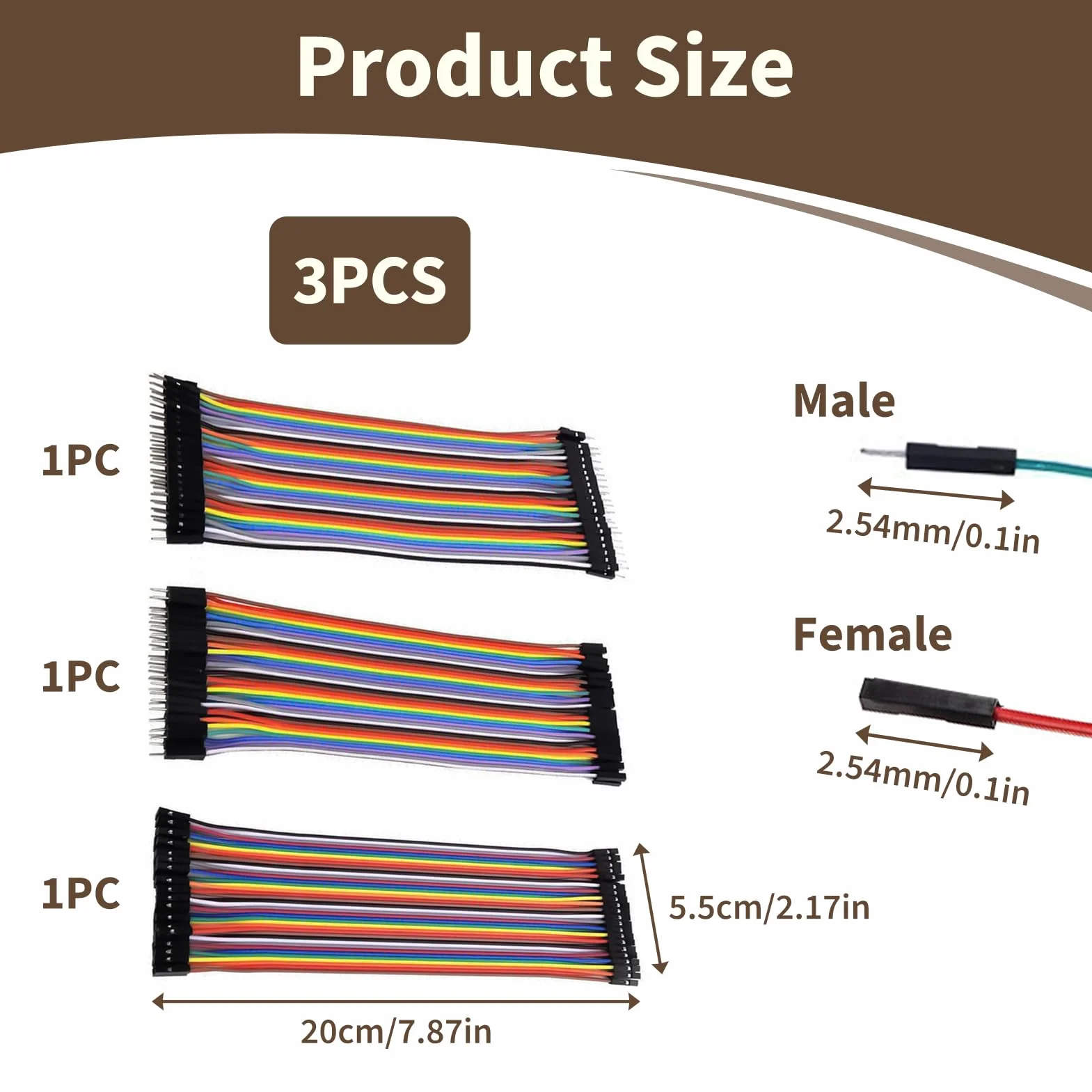 Kabel Dupont 40 pinów 3 w 1 taśma kablowa męska żeńska 2,54 mm 20 cm do Arduino