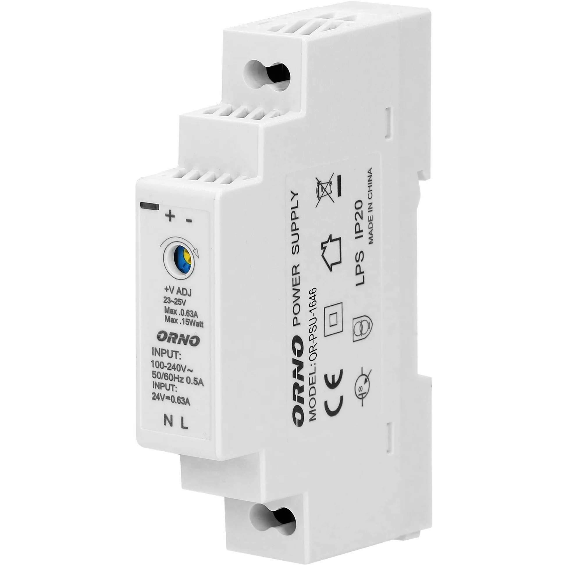 ORNO PSU-1646 Zasilacz na Szynę DIN TH35 24 VDC 0,63A 15W 1 Moduł