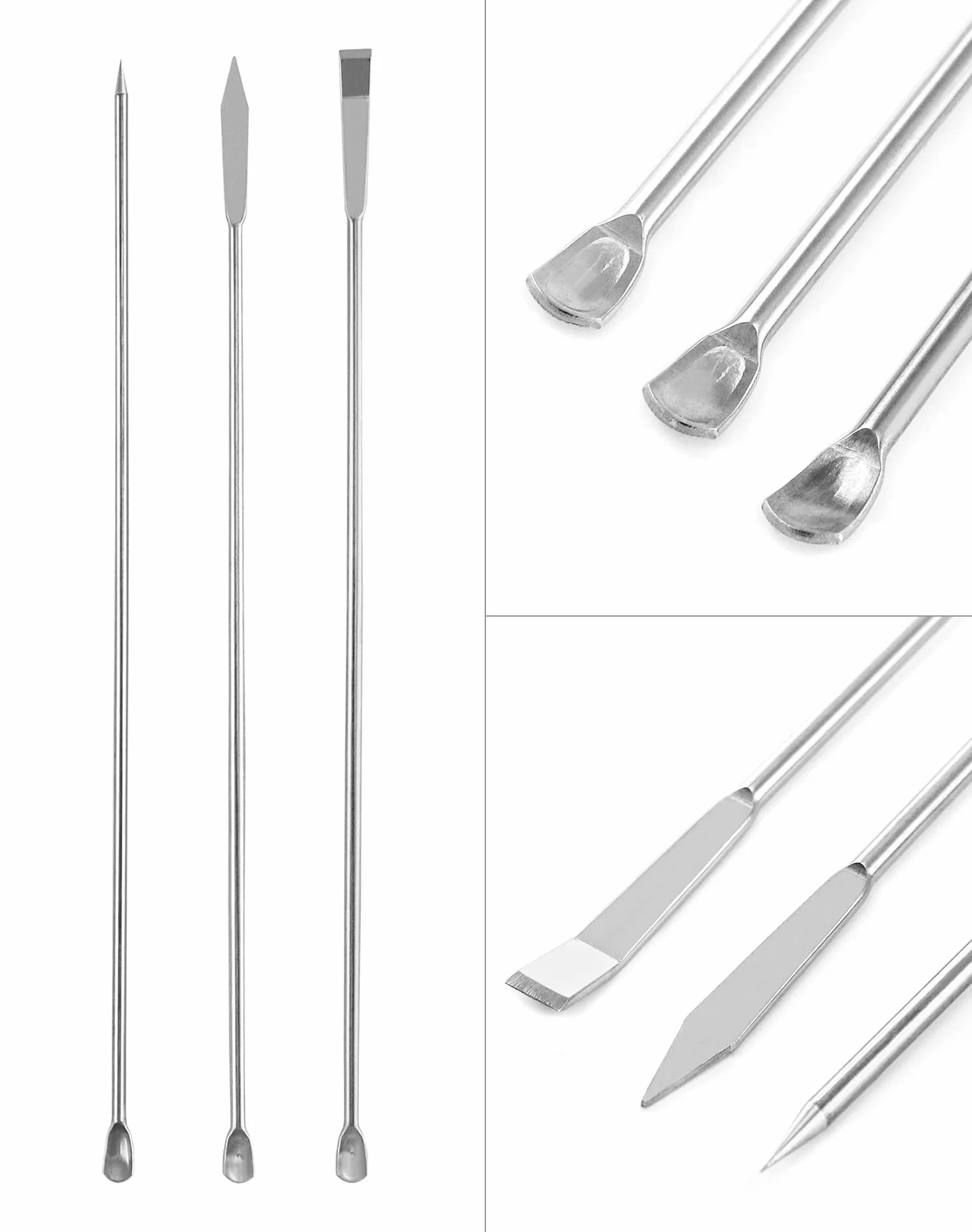 QWORK® Szpatułki laboratoryjne, 13 sztuk szpatułki laboratoryjne ze stali nierdzewnej łopatki do mieszania odczynników laboratoryjnych, długa łyżka do pobierania próbek
