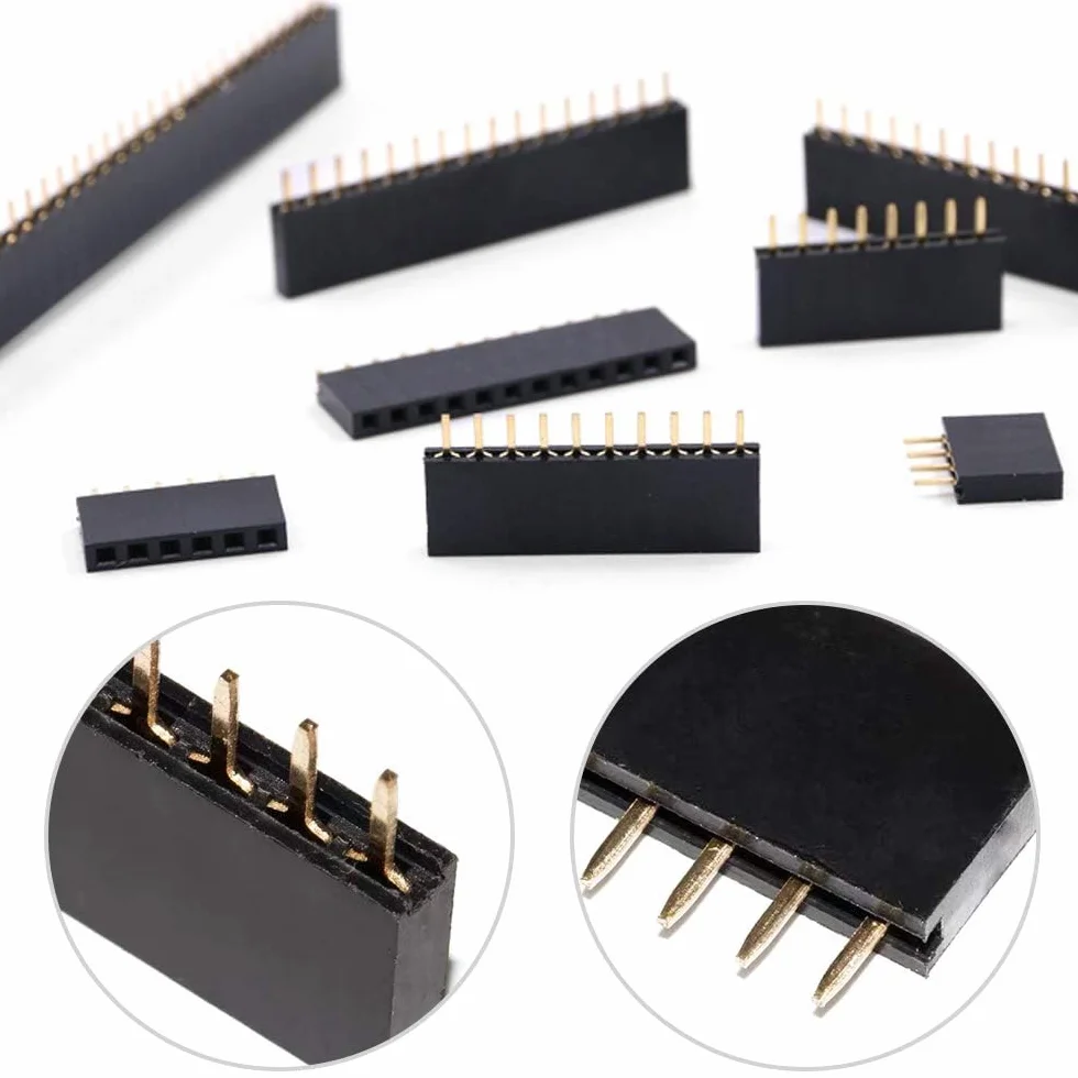 GTIWUNG 128 sztuk 2,54 mm prosta płytka jednorzędowa żeńska listwa zasilająca listwa zasilająca listwa zasilająca Pin Header Connectors (4/6/8/10pinów każdorazowo 22 sztuki + 12/16/20/40 pinów po 10