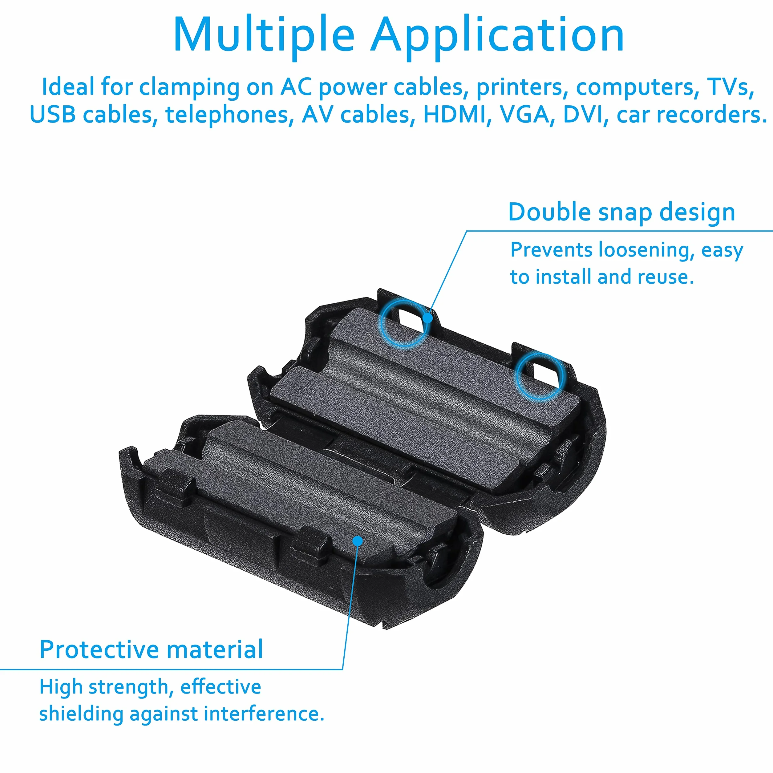 Czarny pierścień ferrytowy rdzeń, filtr RFI EMI tłumik szumów zacisk kablowy antyzakłóceniowy 3,5 mm 5 mm 7 mm 9 mm 13 mm