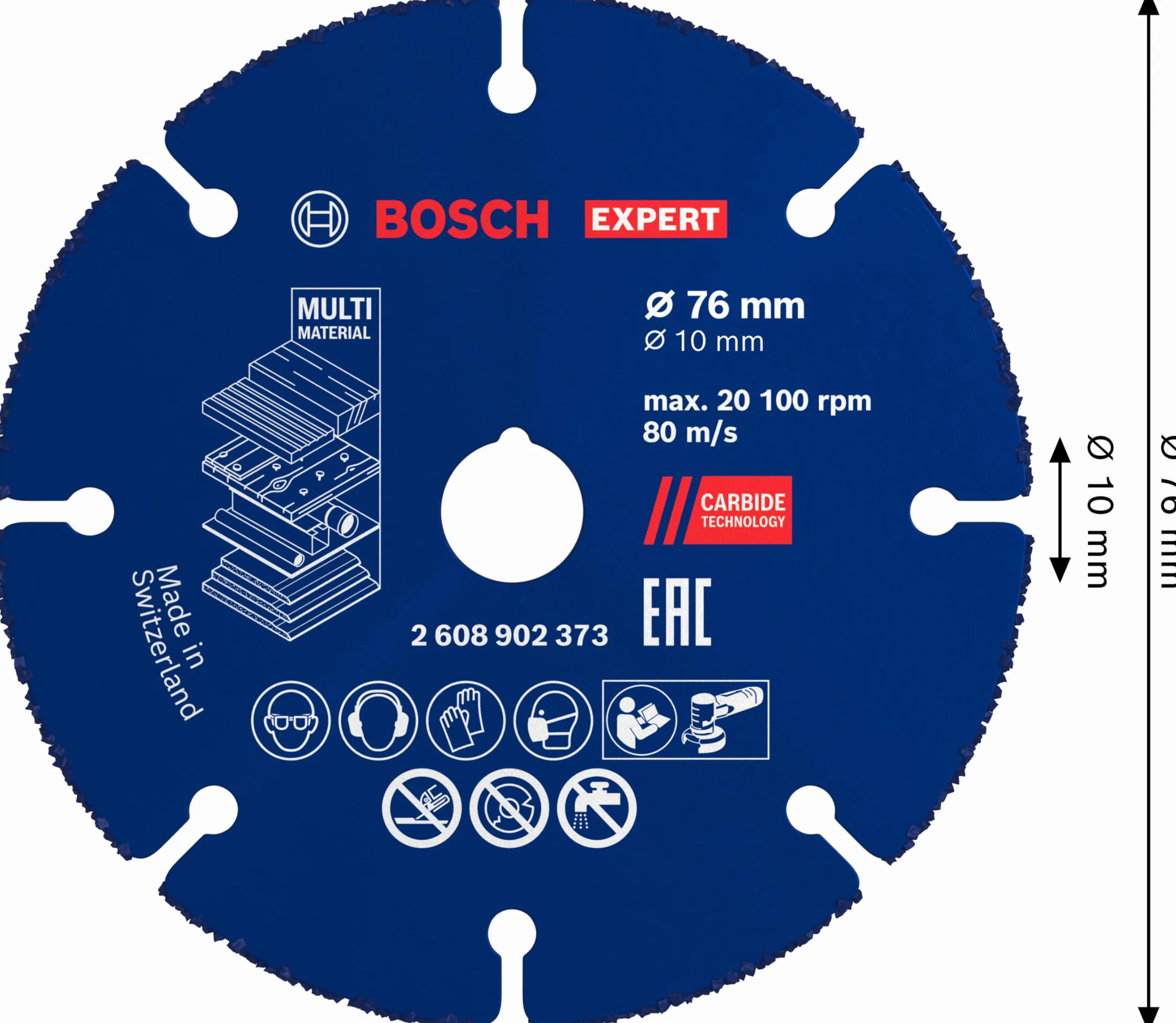 Bosch 1x Tarcza tnąca EXPERT Carbide Multi Wheel do miniszlifierek kątowych (do Drewno z gwoździami, Ø 76 mm, Professional Akcesoria Miniszlifierka kątowa)