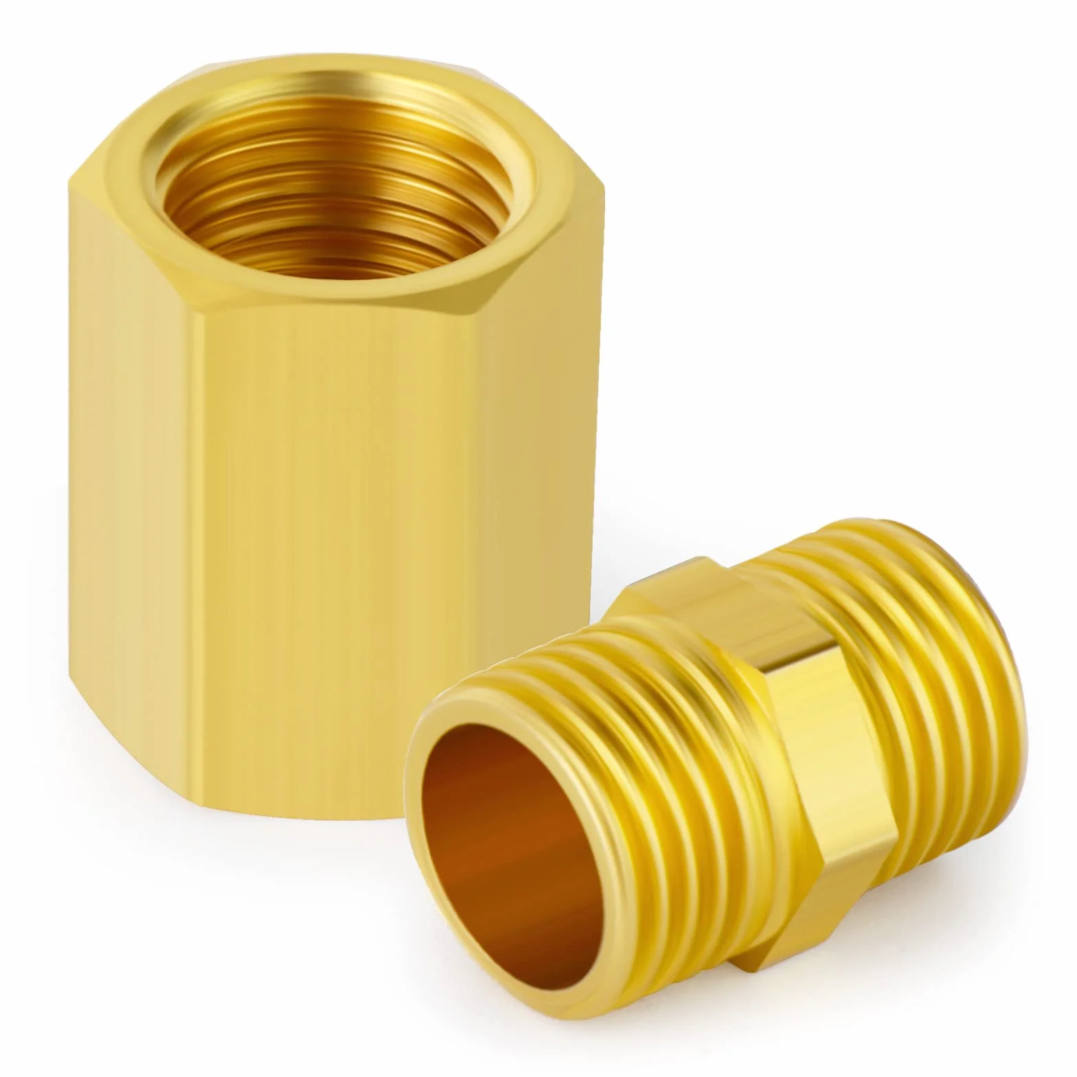 Mosiężne złączki rurowe 1/4" x 1/4" BSP, złączka sześciokątna i łącznik, gwint męski i wewnętrzny, zestaw 12 sztuk