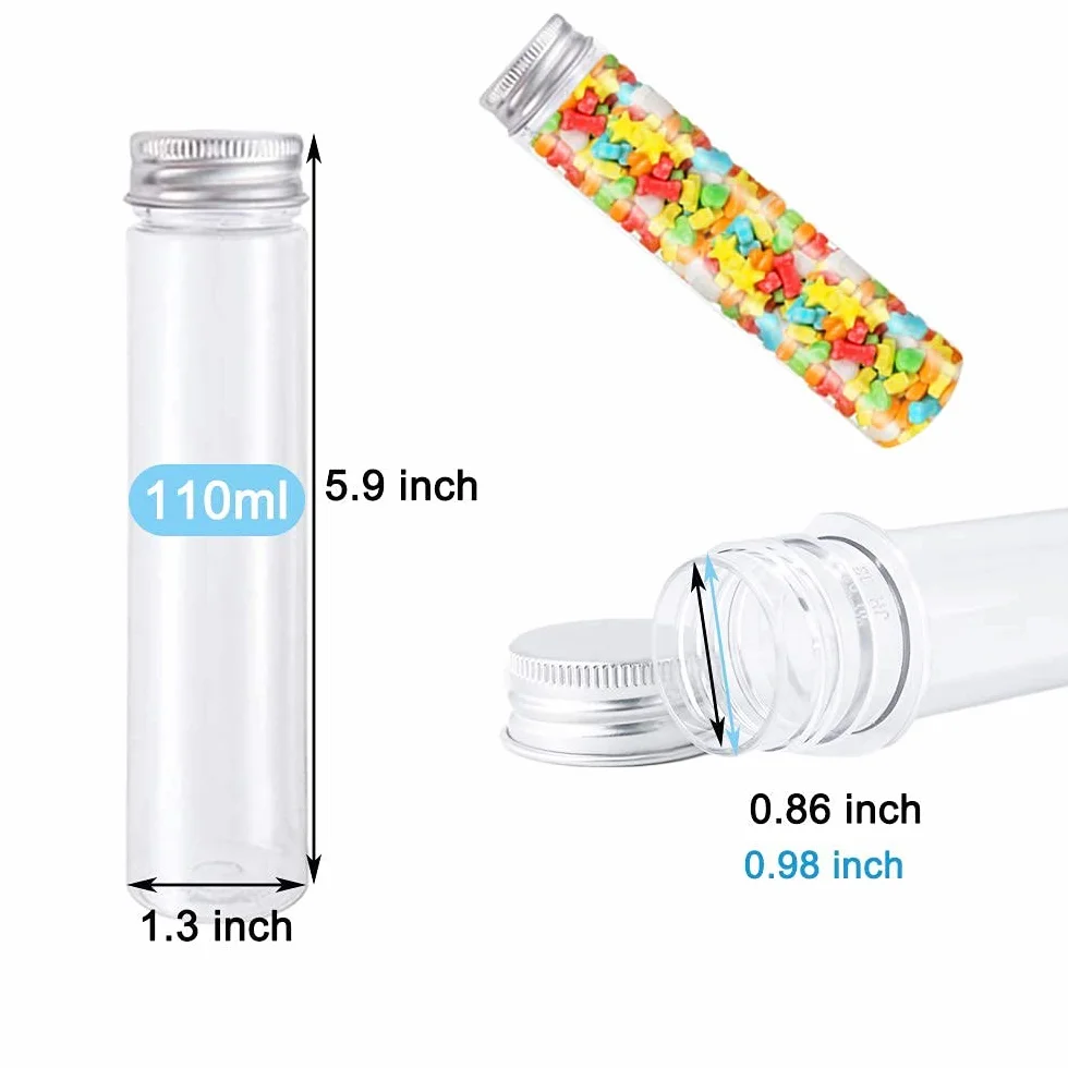 LATRAT 12 szt. Plastikowa probówka z zakrętką (110 ml), pojemniki na kosmetyki, balsam podróżny, słodycze, probówki do przechowywania Trasparente