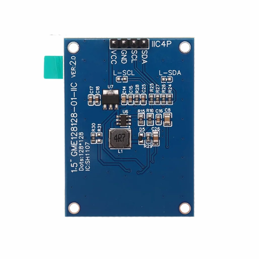 Hailege 1,5" SH1107 moduł wyświetlacza OLED 1,5 cala IIC I2C 4 piny 128 x 128 ekran OLED wyświetlacz LCD biały
