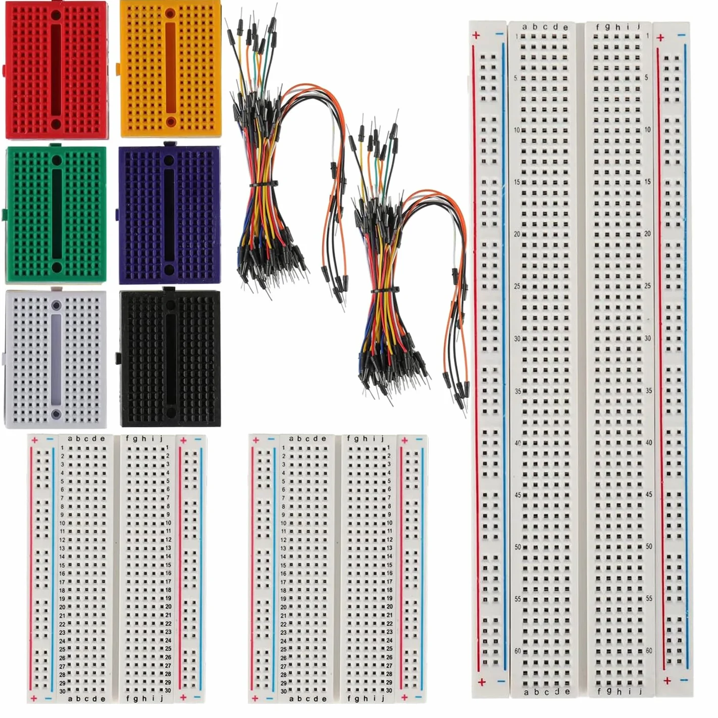 GTIWUNG Zestaw mini płytek prototypowych 170, 400 i 830 punktów wiązania, bez lutowania, prototypowa płytka drukowana do Arduino Proto Shield + 130 sztuk kabla połączeniowego