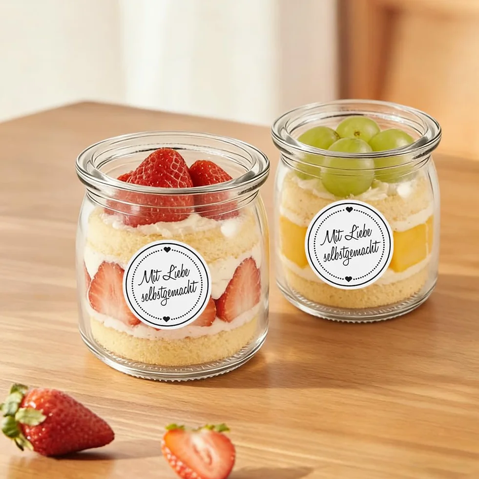 Słoiki deserowe 200 ml, przezroczyste szklanki do jogurtu z pokrywką (6 sztuk), szklanki do jogurtu z pokrywką, uniwersalne kieliszki deserowe do galaretki, miodu, musli, deserów, musli, dżemów, z