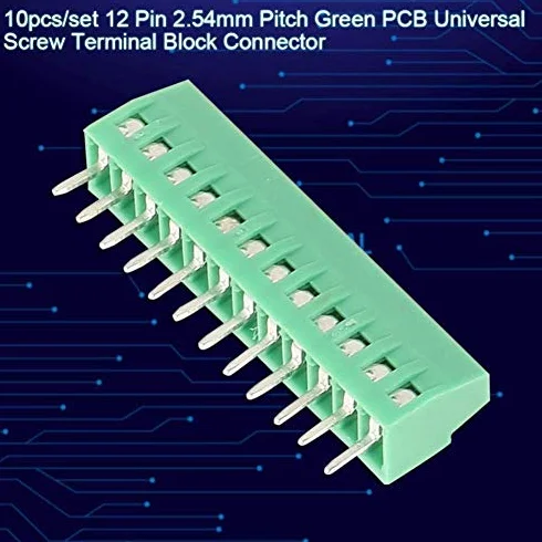 10 szt./zestaw 12 pinów 2,54 mm skok PCB śruba złącze blokowe stabilne zielone PCB uniwersalna śruba