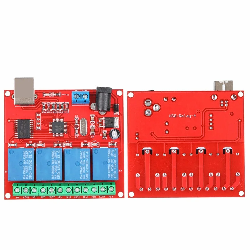 Moduł Przekaźnika 12 V, 4-Kanałowy DC Komputer USB Inteligentny Przełącznik Kontrolera, Duża Moc PC Płytka Rozszerzająca USB