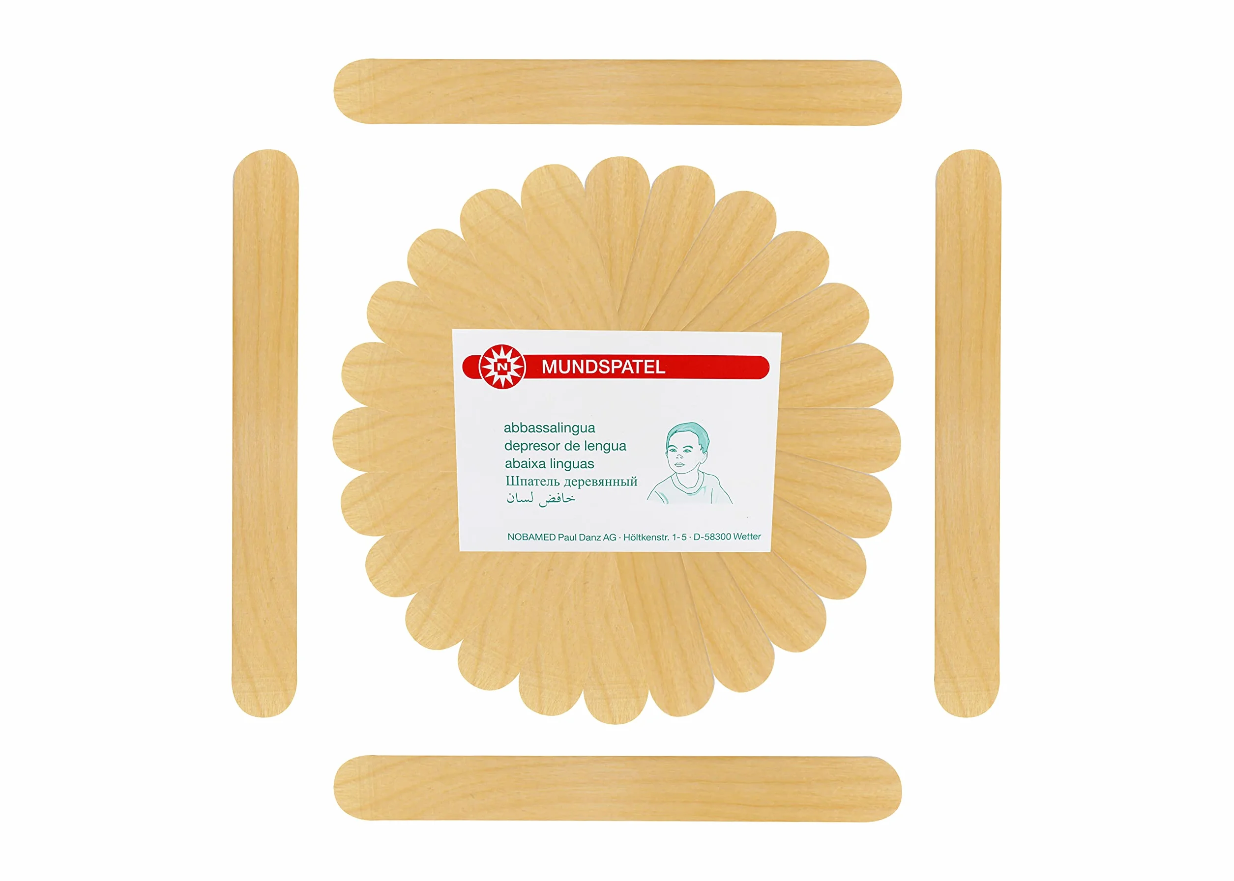 Noba Verbandmittel drewniane szpatułki 100 sztuk różne rozmiary 150 x 18 mm