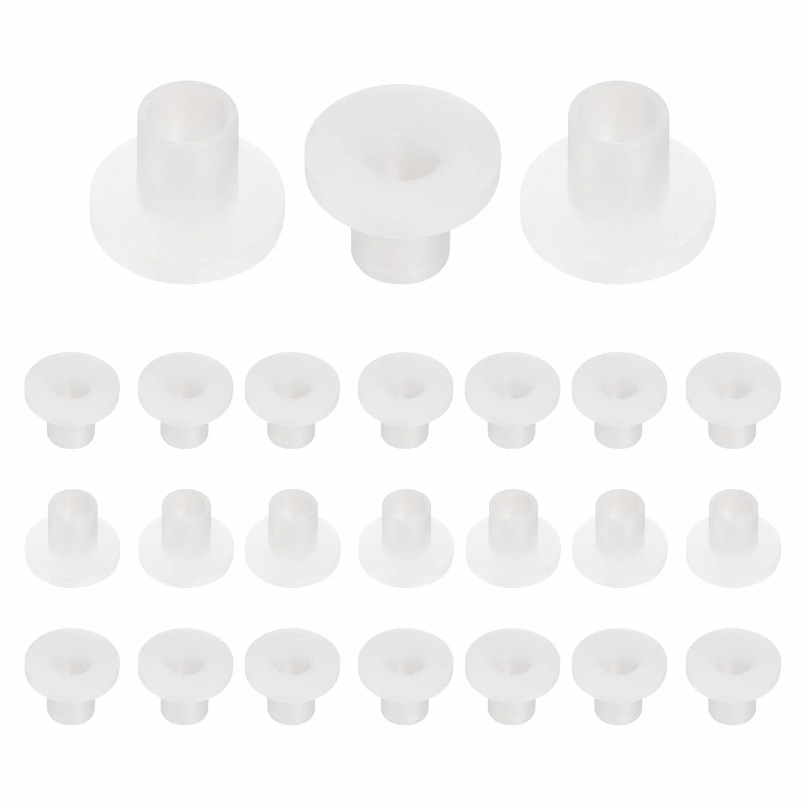 QUARKZMAN 24 sztuki tulejek kołnierzowych z tworzywa sztucznego ID 4 mm x OD 5 mm x długość 7 mm tuleje nylonowe, białe