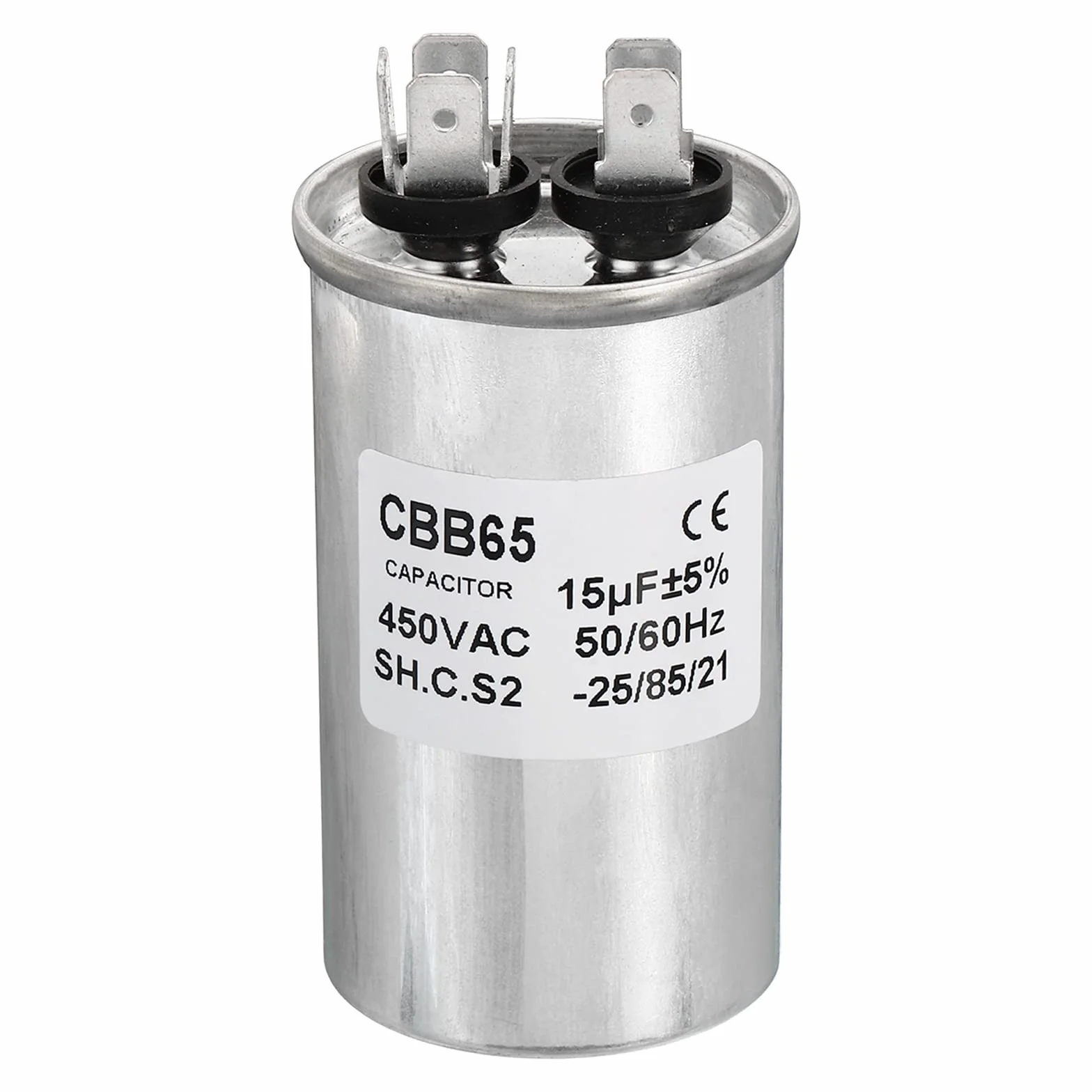 PATIKIL CBB65 15uF Racing Skraplacz 15mfd 1sztuk AC 450V Aluminium Obudowa z 2 Szpilki do Klimatyzacji Silnika Ciepła Pompa Skraplacza