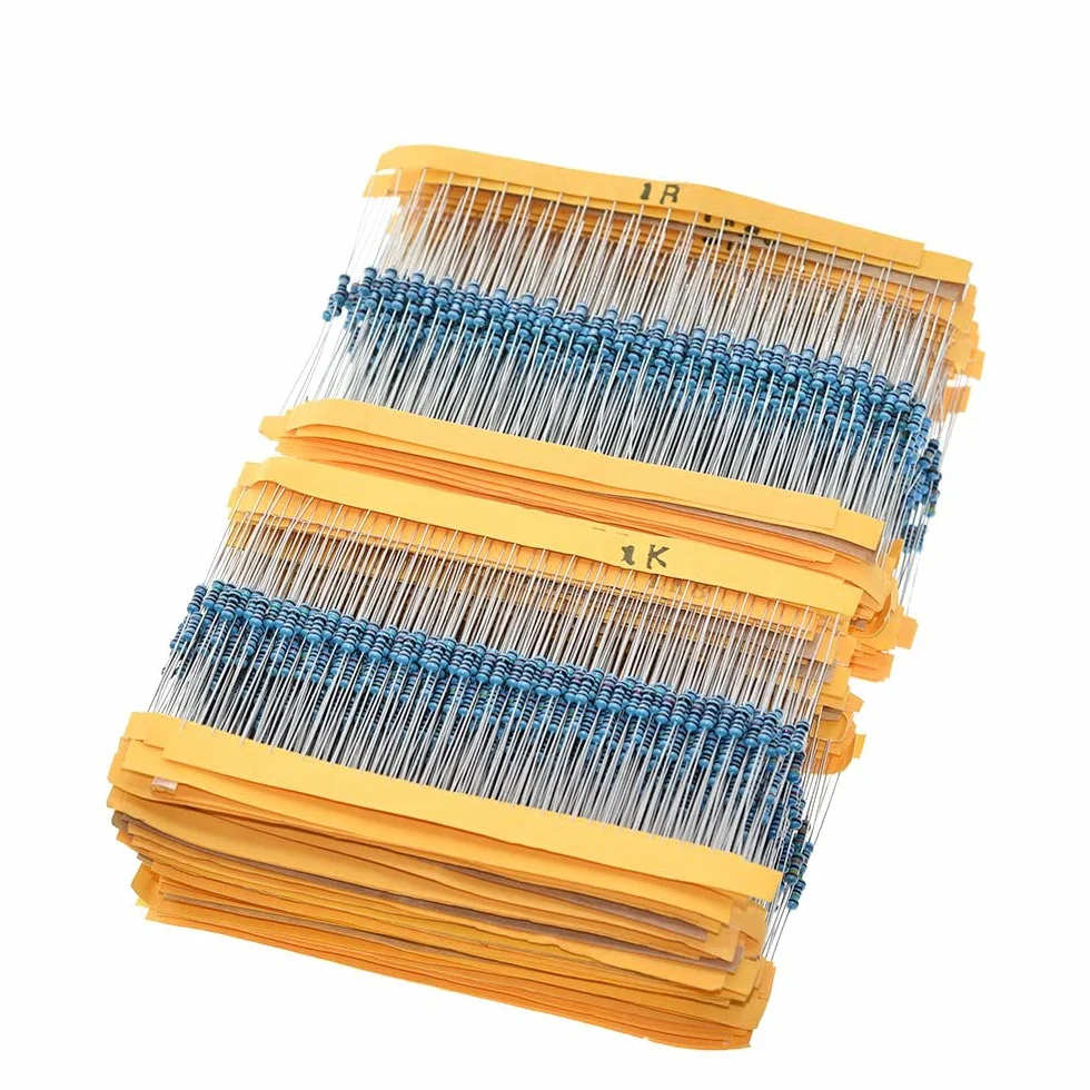 DollaTek Zestaw oporowy 130 wartości 1% rezystorów 1 Ohm-3M Ohm 1/4W