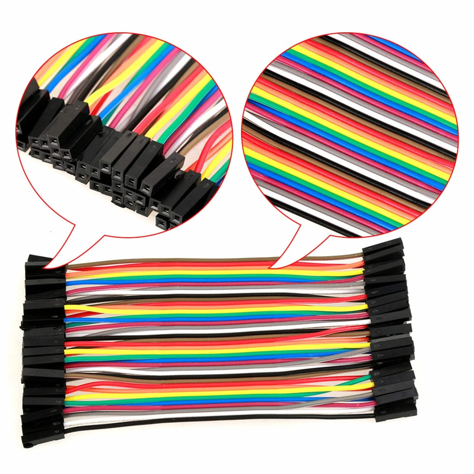 Kabel elektroniczny Akozon 5 sztuk kolorowe 10cm kable Dupont Breadboard zestaw przewodów zworek 40pin kobieta żeńska do kabli Arduino