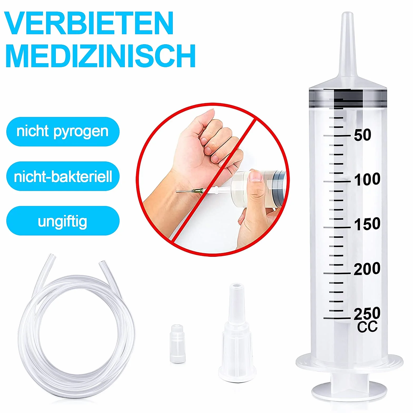 150/250/350/550 ml strzykawka z rurkami z tworzywa sztucznego, wielokrotnego użytku, do aplikatorów oleju lub kleju, eksperymentów, karmienia zwierząt domowych, industrialnego (250 ml)