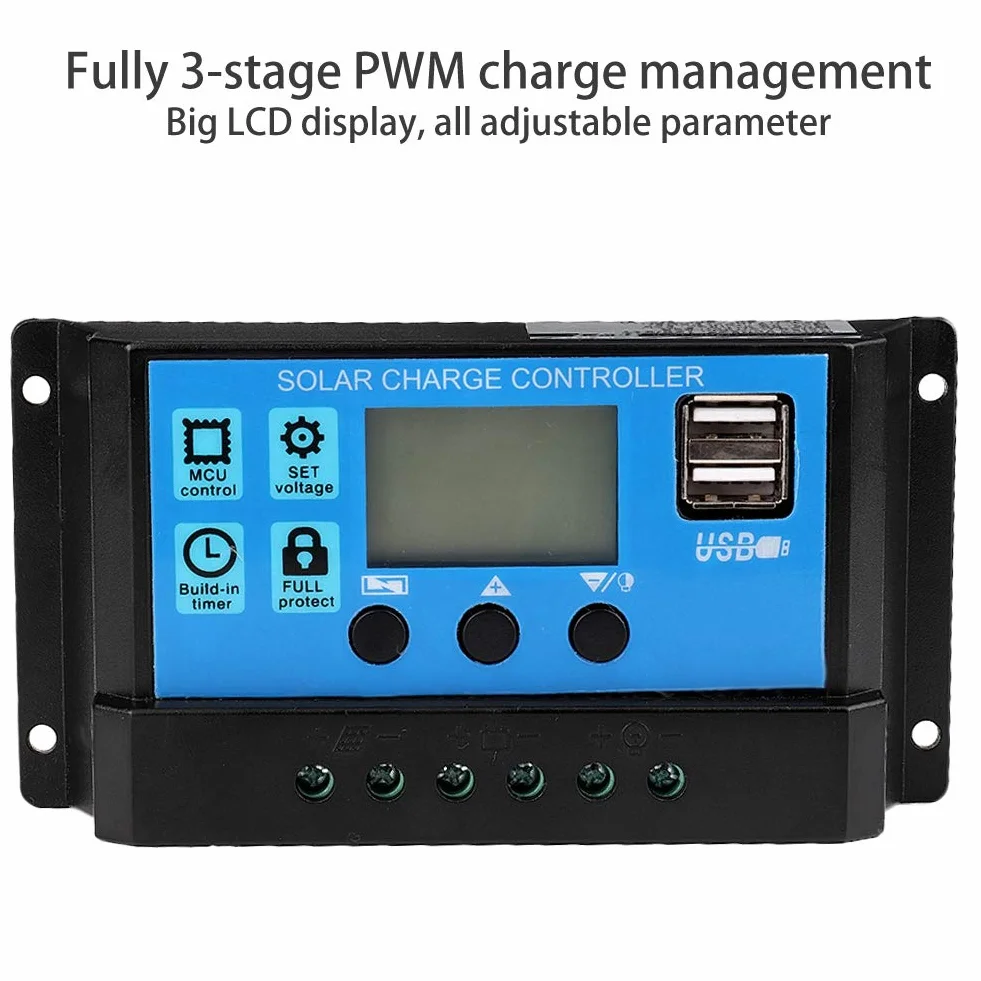 Kontroler ładowania solarnego PWM 30A 12V 24V ABS automatyczny regulator