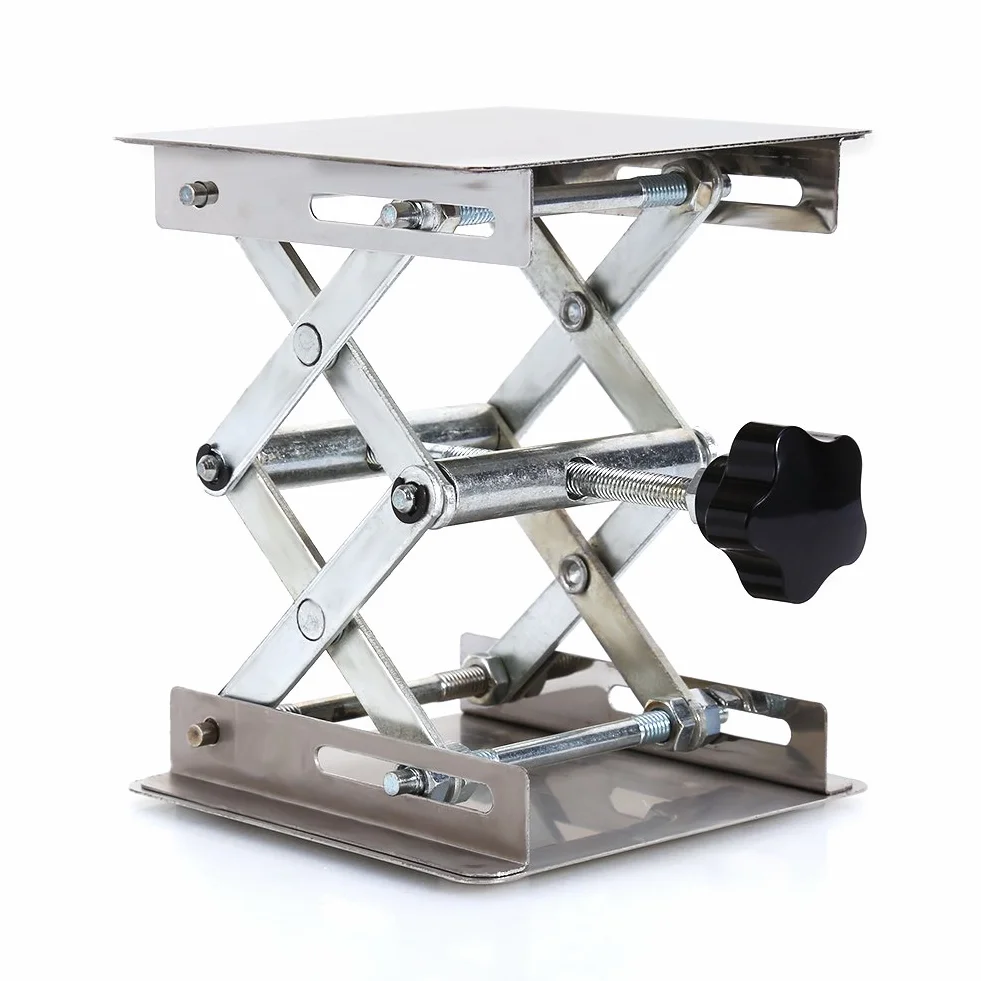 Podnośnik samochodowy Vikye ze stali nierdzewnej, 100 x 100 mm podnośnik laboratoryjny podnośnik samochodowy Nożyczki stojakowe do eksperymentów naukowych