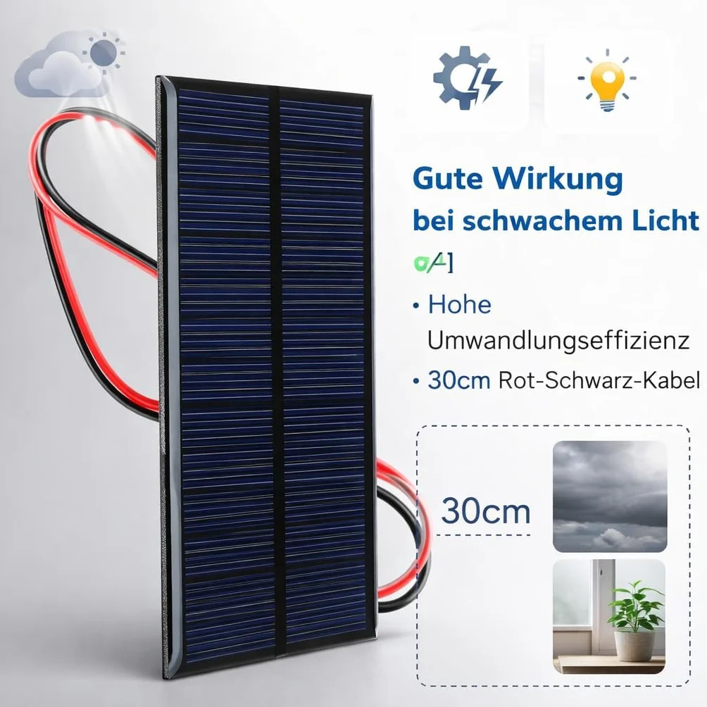 3 sztuki 1 W DC moduł solarny 6 V ogniwo słoneczne z polikrzemu Mini panel solarny, ładowarka solarna zewnętrzna Mini instalacja solarna z modułami z 30 cm kablem, ogniwo słoneczne 6 V panel solarny