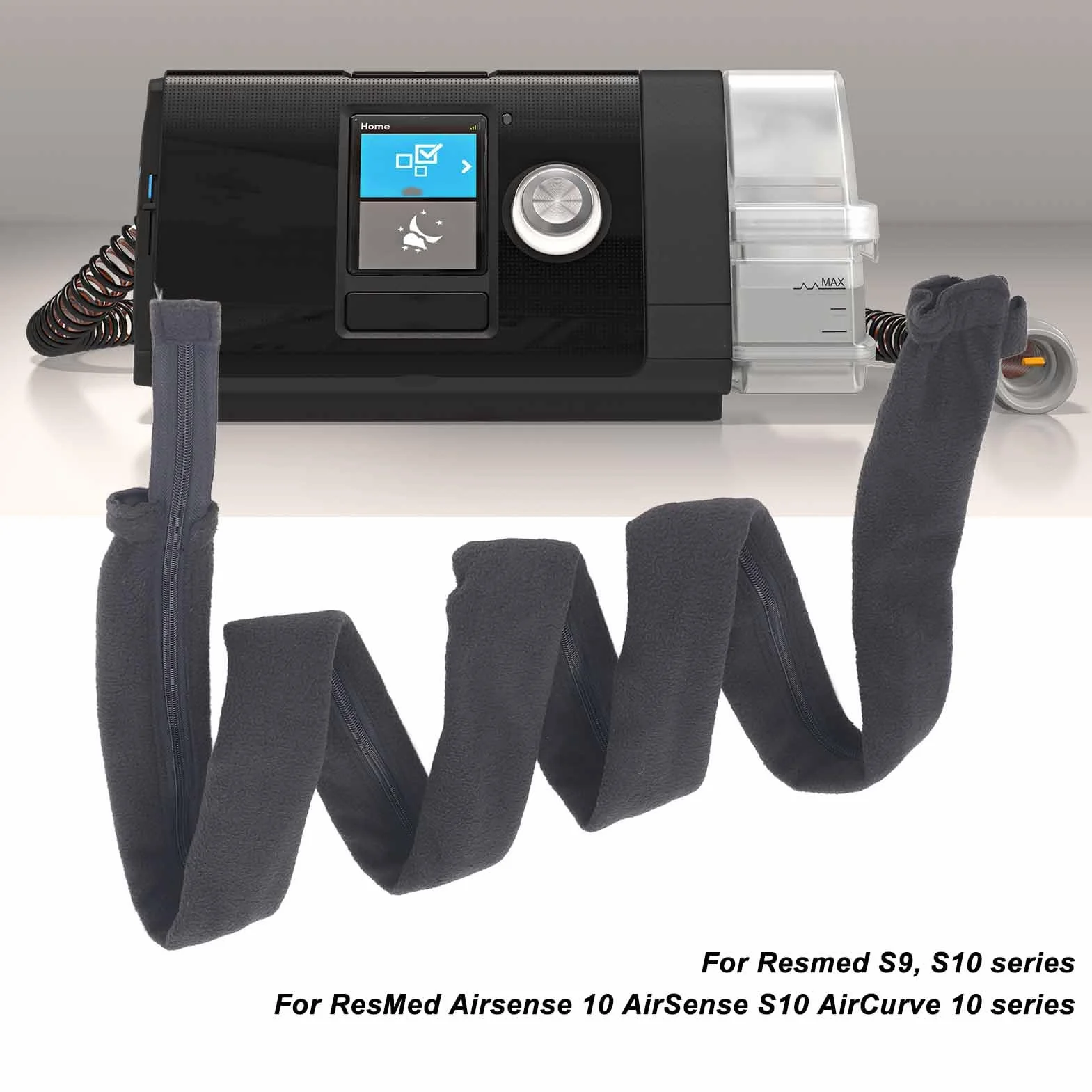 Fyearfly osłona na węża CPAP, osłona na węże urządzeń do oddychania, osłona na węże urządzeń do oddychania z zamkiem błyskawicznym zapobiegającym zabrudzeniom węża do Resmed S9, S10 Seria