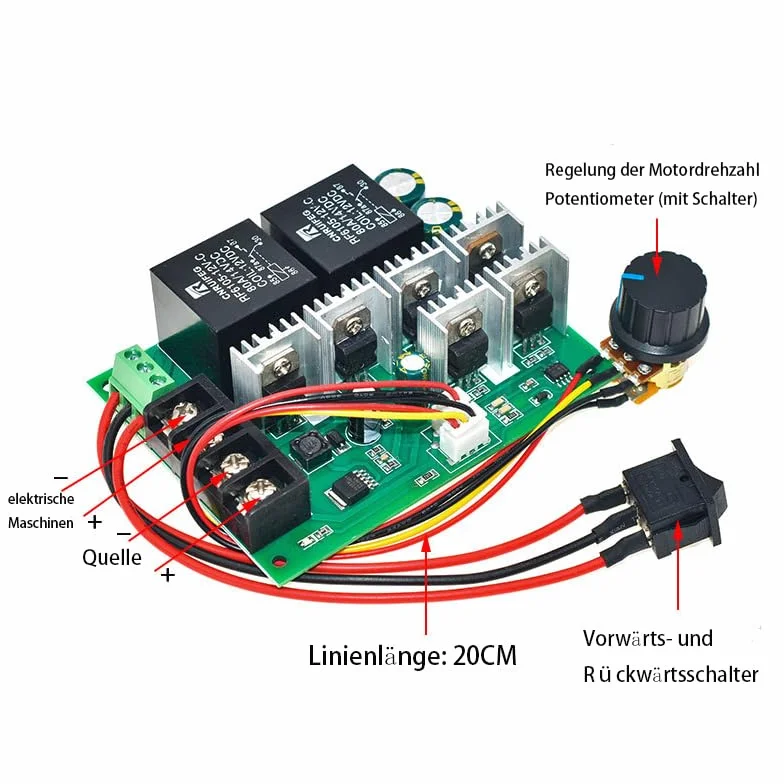 GERUI Sterownik silnika DC 9-50 V 40 A 2000 W regulacja prędkości obrotowej odwracalna