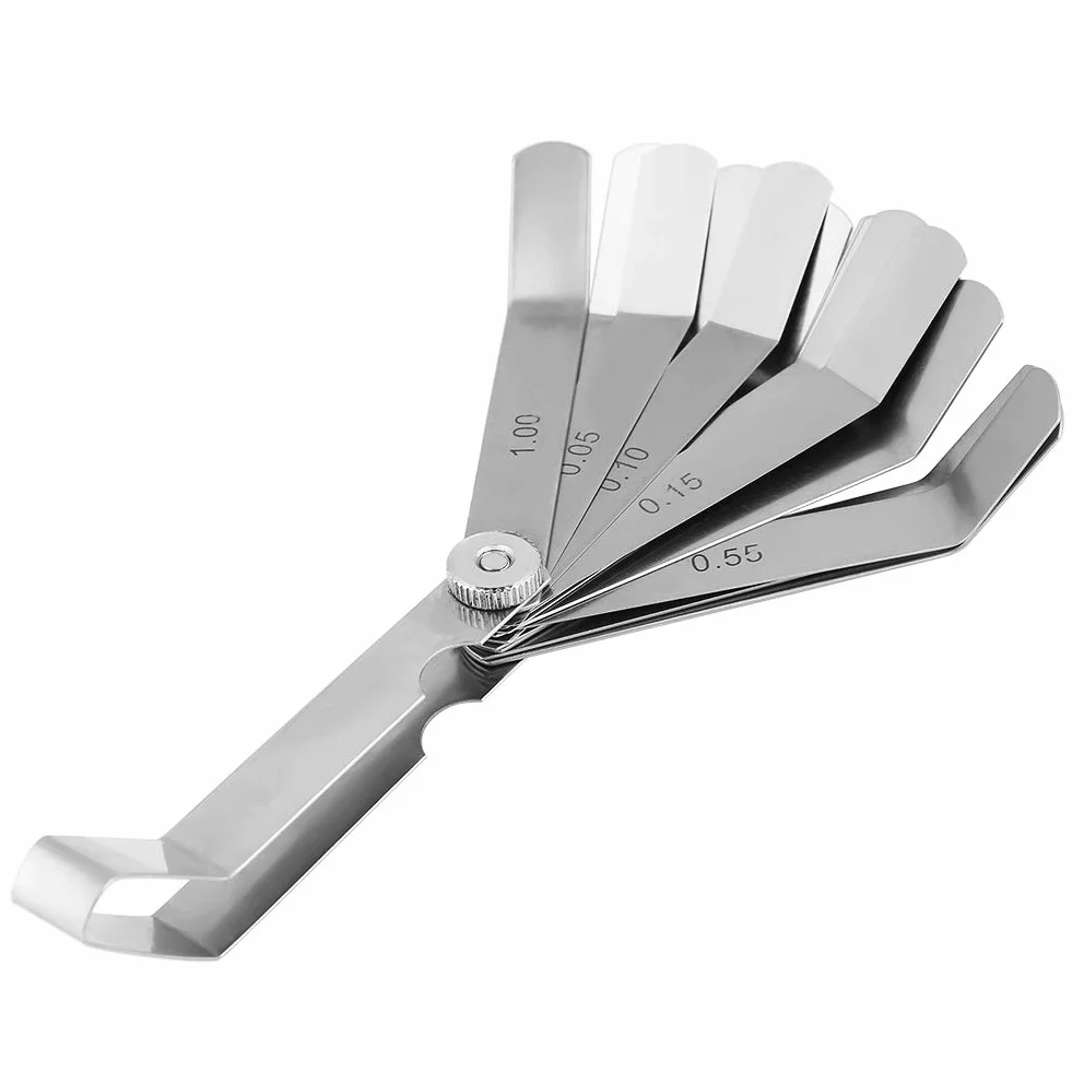 Szczelinomierz, nierdzewny, mocny, trwały, stal nierdzewna, zakrzywiony, szczelinomierz, linijka, narzędzie do kontroli spawania, 0,05-1,00 mm