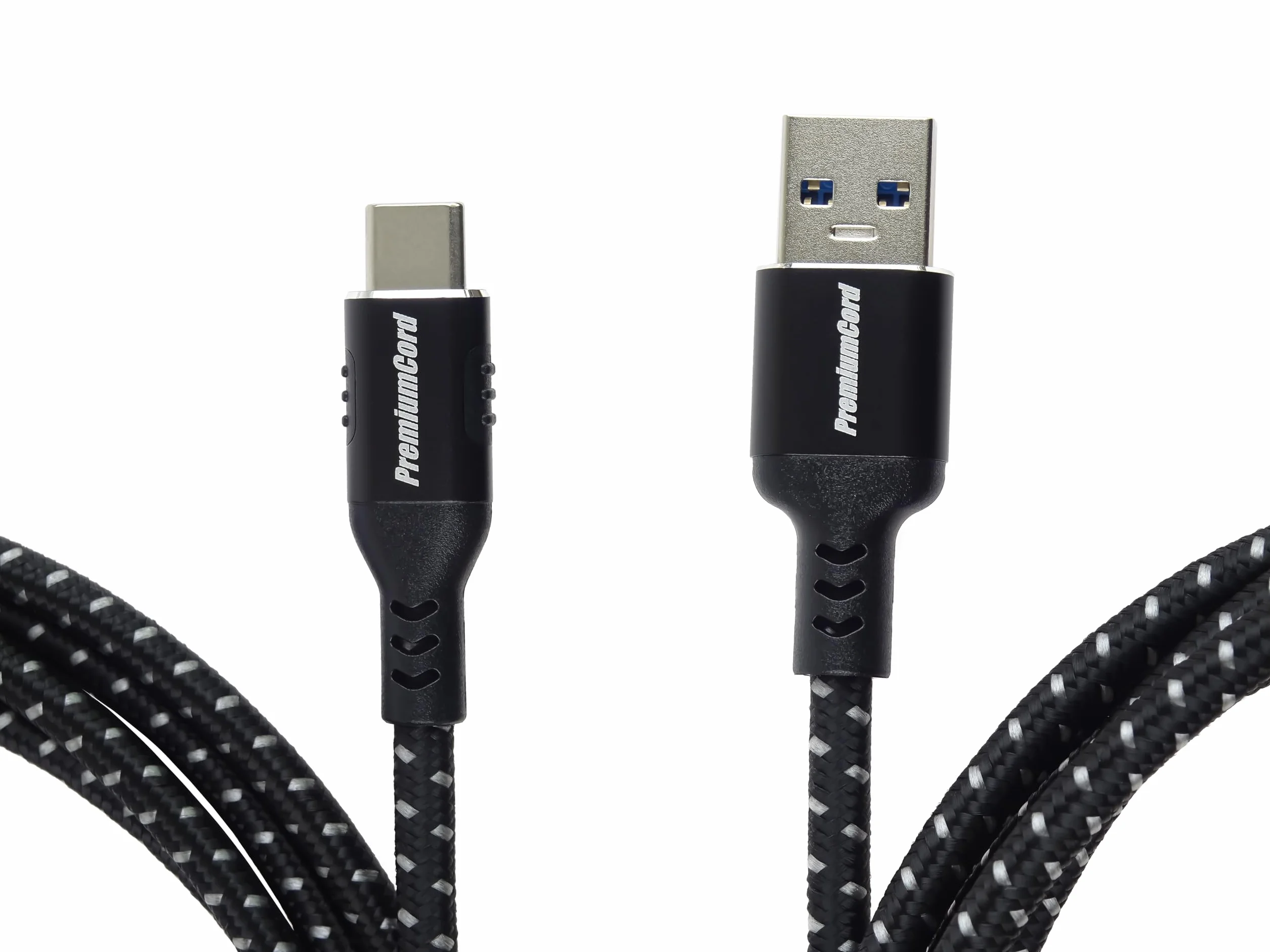 PremiumCord Kabel Połączeniowy USB-C 3.2 Gen 1, Kabel do Transmisji Danych Superspeed ​​do 5 Gbit/s, Ładowanie do 3 A, Moc Wyjściowa 60 W, PD 3.0 / QC 4.0, USB Typu A do Typu C, Czarny, Długość 0,5 m