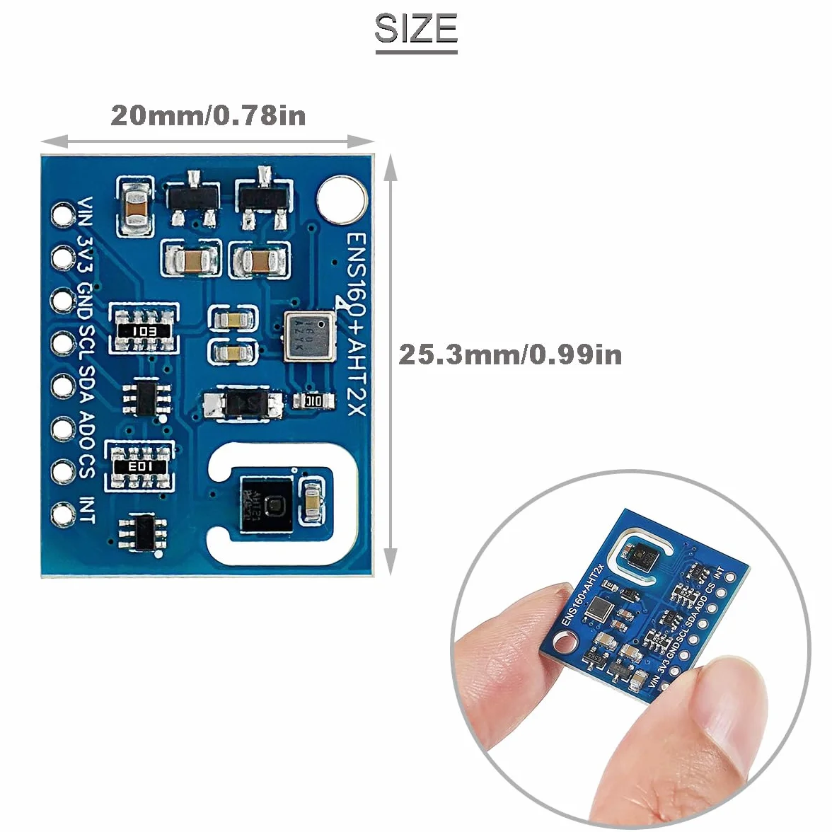 ENS160+AHT21 czujnik temperatury i wilgotności dwutlenku węgla CO2 eCO2 TVOC moduł jakości powietrza 3 w 1 czujnik wysoka precyzja z kablem Dupont, dla Arduino