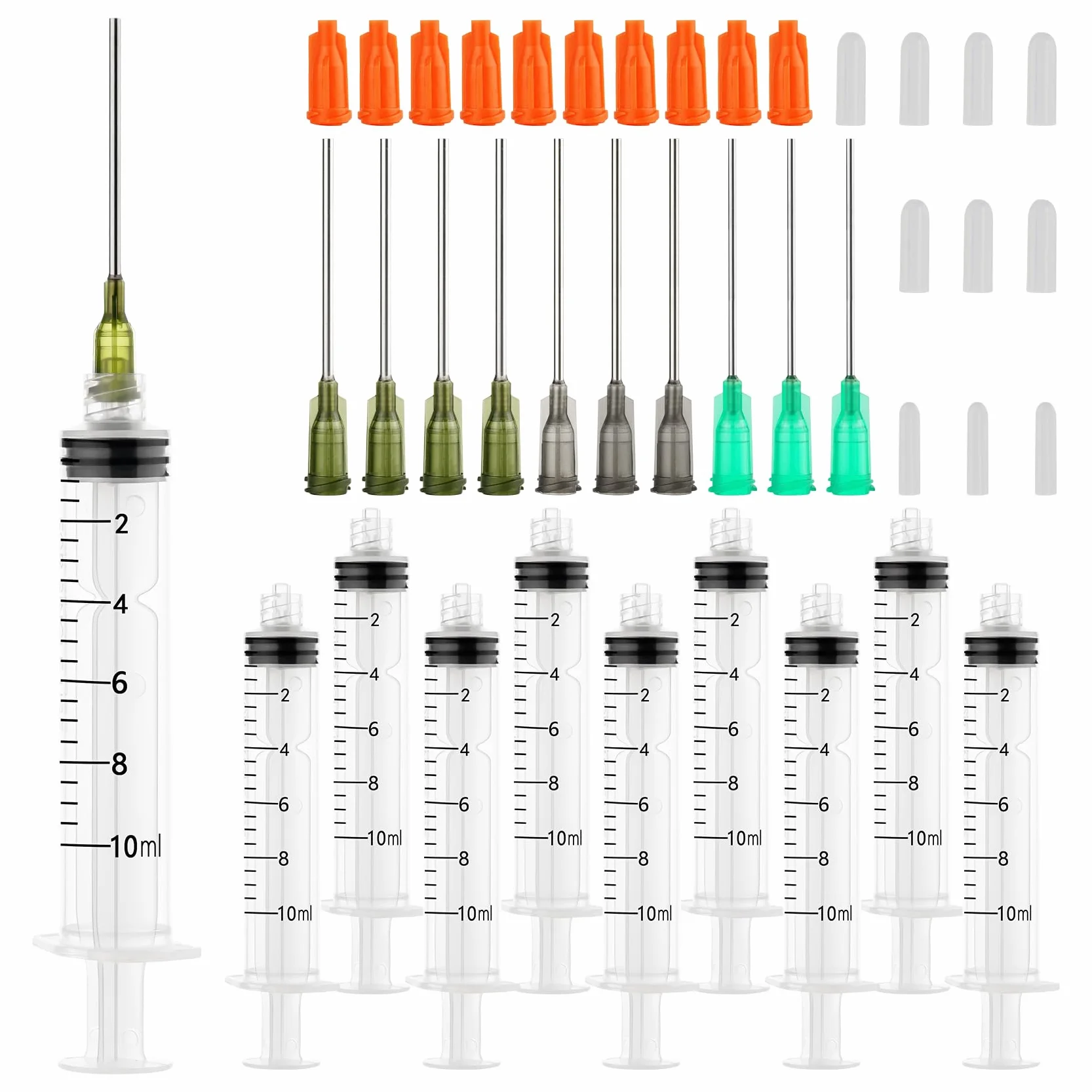 Strzykawka do kleju, 10 ml, końcówka Luer Lock, 14 Ga, 16 Ga, igła z nasadkami, aplikator kleju do kryształków górskich, obróbki drewna, farb, klejów, oleju, tuszu, tapet