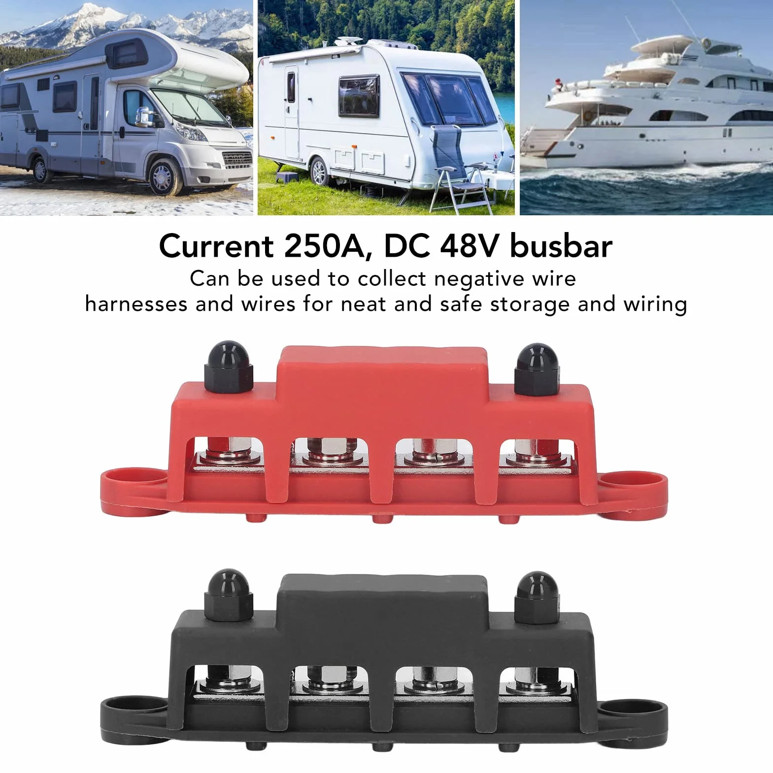 Blok Zacisków Szynowych M8 Heavy Duty 4 Terminal DC48V 250A 2 szt.