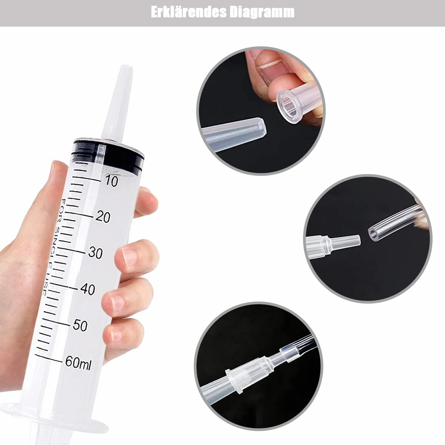 ACONDE Zestaw 2 strzykawek z wężem, 200 ml, do laboratoriów naukowych