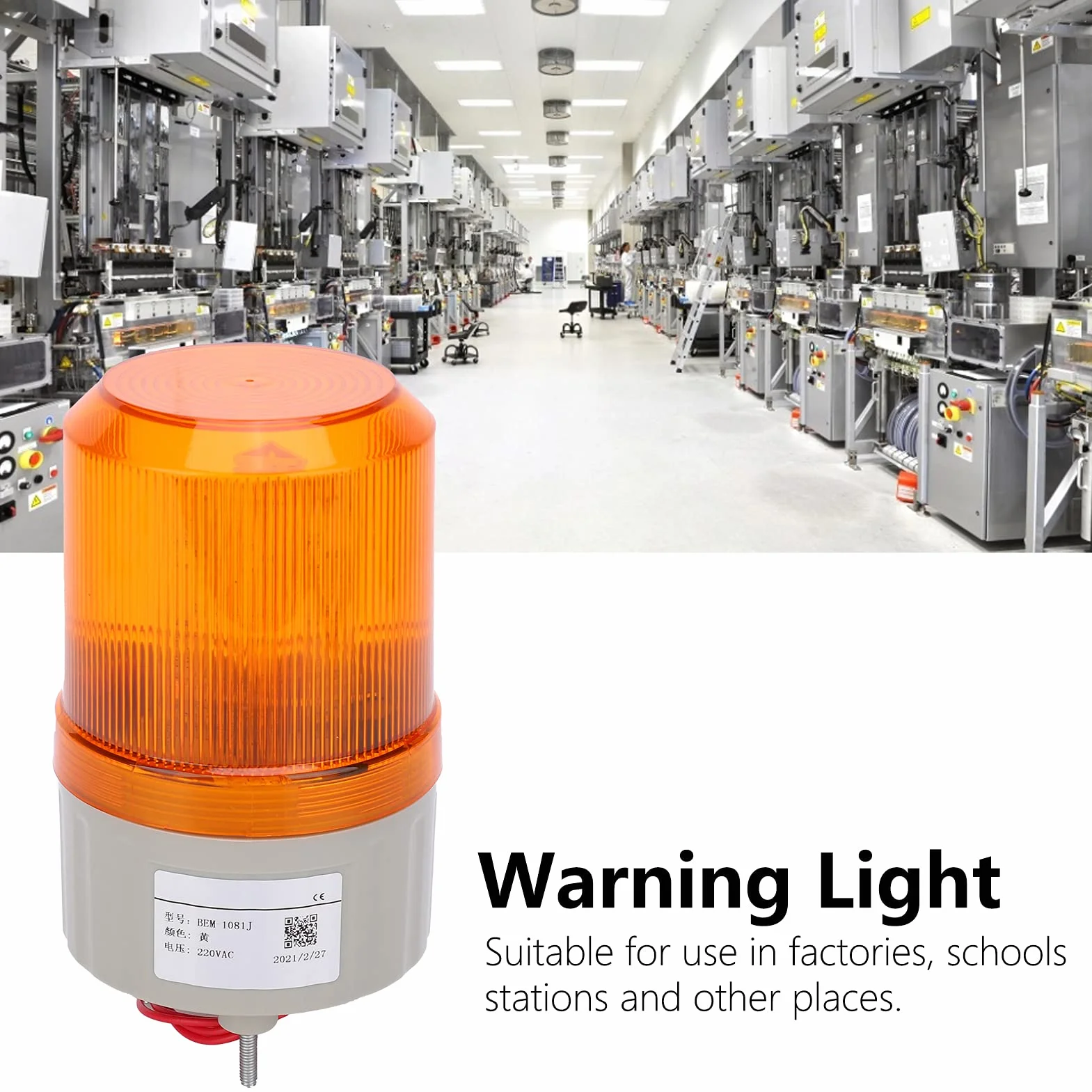 BERM ostrzegawcza 220VAC LED Światło błyskowe Syrena Przemysłowe lampy ostrzegawcze Brzęczyk do fabryk, stacji BEM-1081J (żółta)