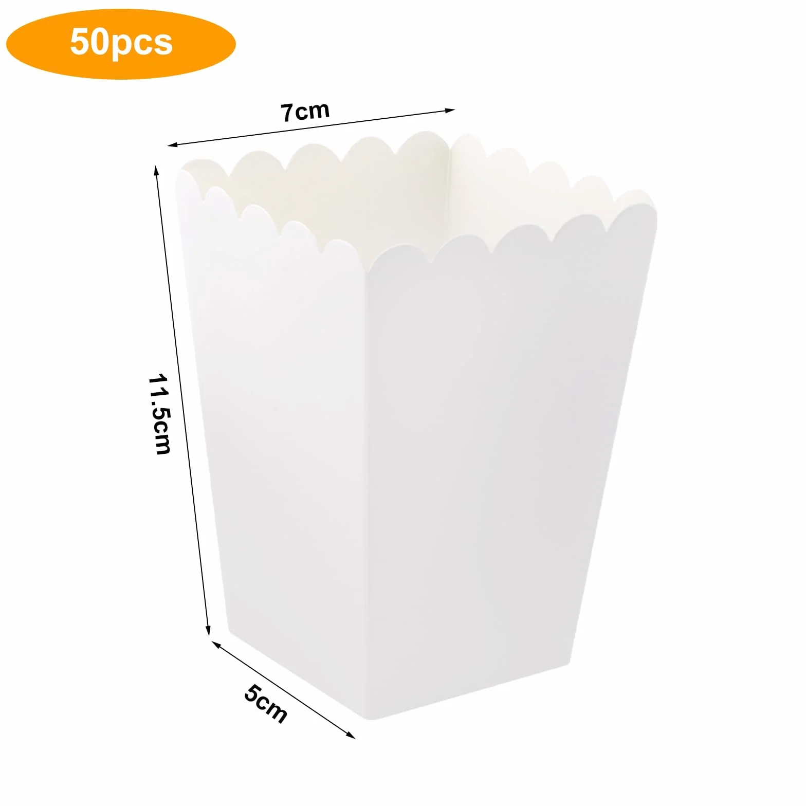 HENGBIRD 50 sztuk torby na popcorn, papierowe pojemniki na słodycze, pudełka na popcorn, kartonowe torby na popcorn mini pudełka na pikniki filmowe preferencje ślubne (biały)