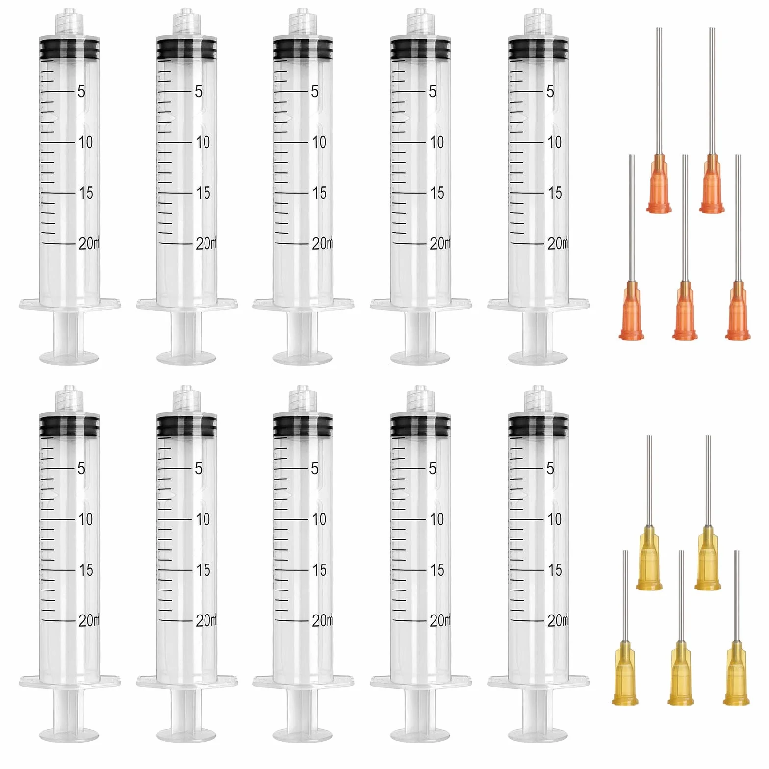 Strzykawka 20 ml z tępą igłą, plastikowa dozująca do iniekcji, laboratorium, przemysłu