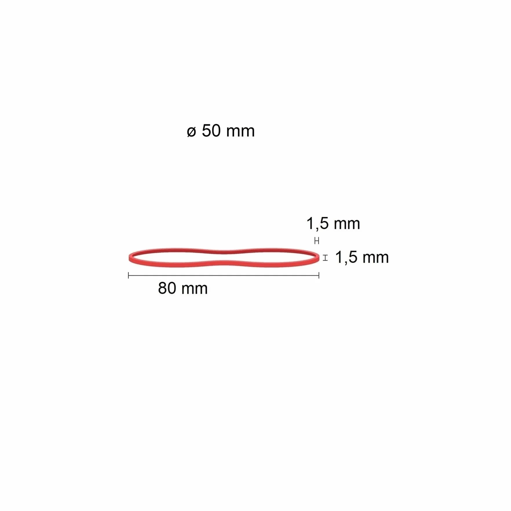 D.RECT - Gumowe taśmy | worek 1 kg | średnica 50 mm szerokości 1,5 mm taśmy gumowe do gospodarstwa domowego, pracy, biura, wielokrotnego użytku, trwałe, stabilne, czerwone