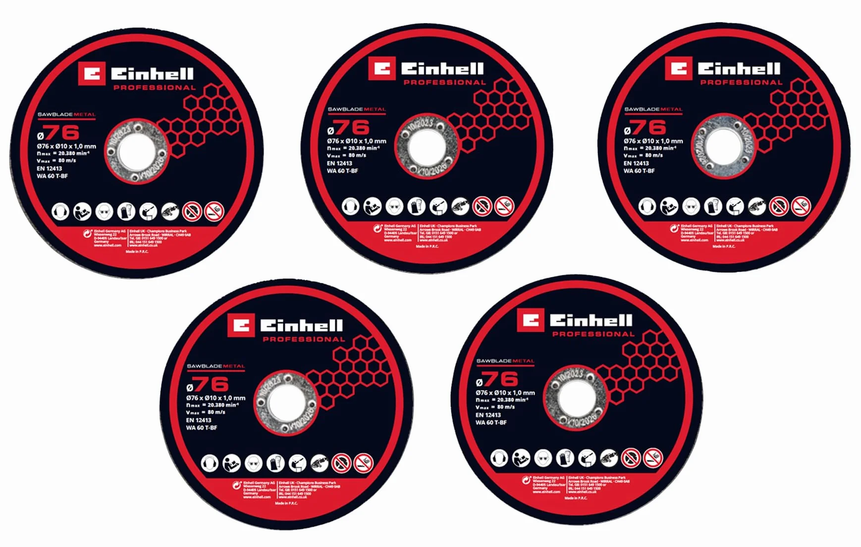 Einhell zestaw 5 tarcz tnących 76 mm otwór osi 10 mm