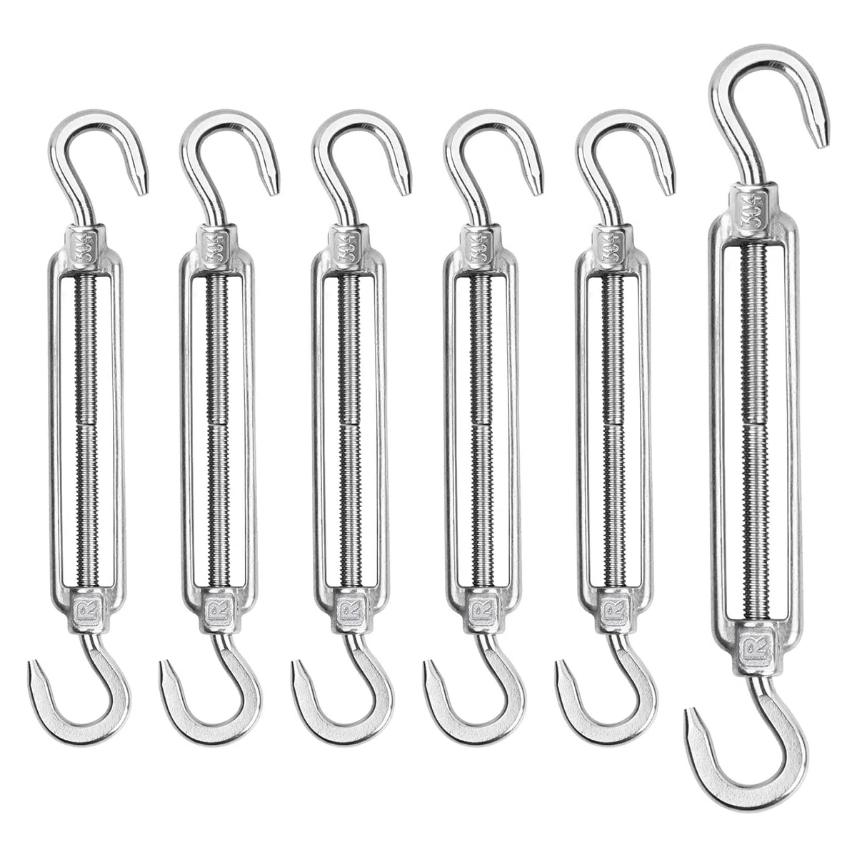 6 sztuk napinaczy do linki M4, stal nierdzewna 304, regulowane napinacze drutu, haki mocujące Heavy Duty, haki napinające